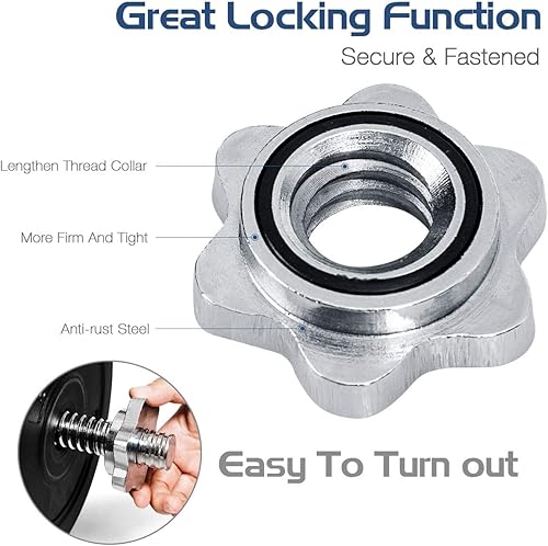 Miniatura 3 de GYMAX Juego de pesas de barra juego de pesas de 132 libras con bloqueo de estrella y 8 platos kit de pesas de levantamiento de pesas para