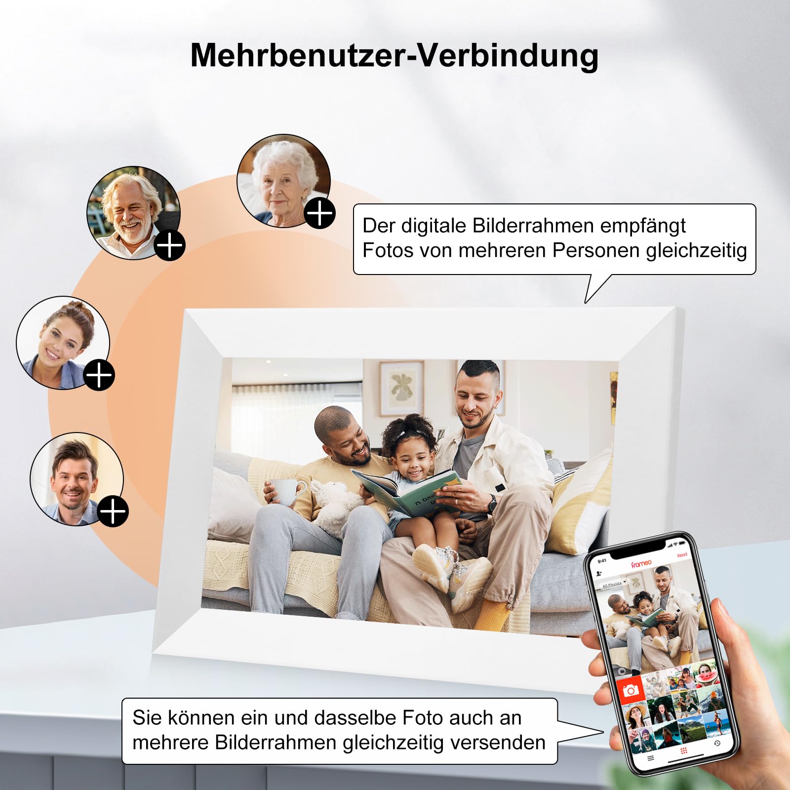 Cadre photo numérique Wi-Fi 10,1" 1280 x 800 IPS, mémoire 16 Go, fonction Smart Cloud, noir