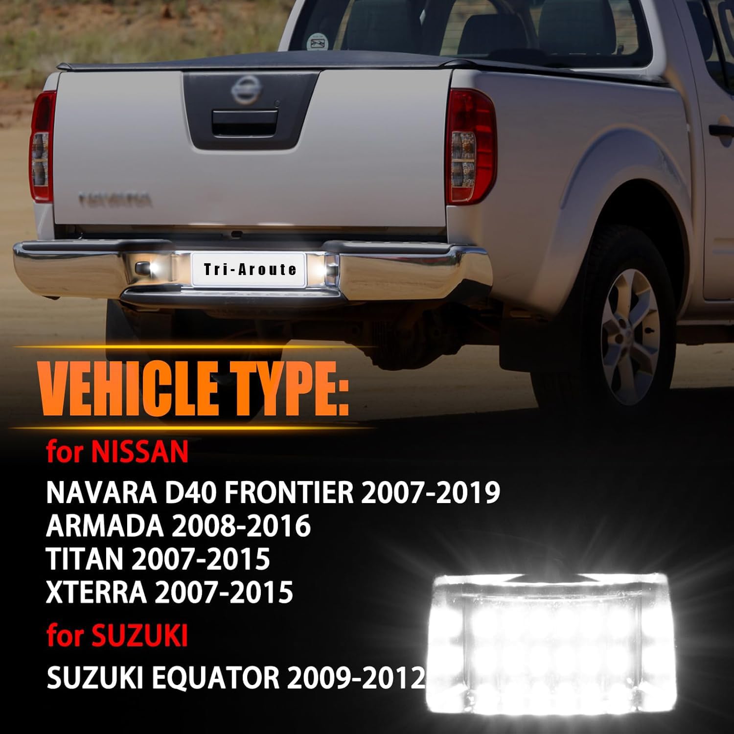 Éclairage de plaque d'immatriculation LED pour Nissan Navara D40 Frontier 2007-2019 Titan Xterra Armada Suzuki Equator avec tube de néon à LED rouge
