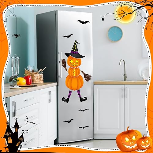 Miniatura 5 de 14 imanes de Halloween para puerta de garaje, decoraciones de calabaza de 42.5 pulgadas, decoración de puerta de calabaza grande, murciélago,