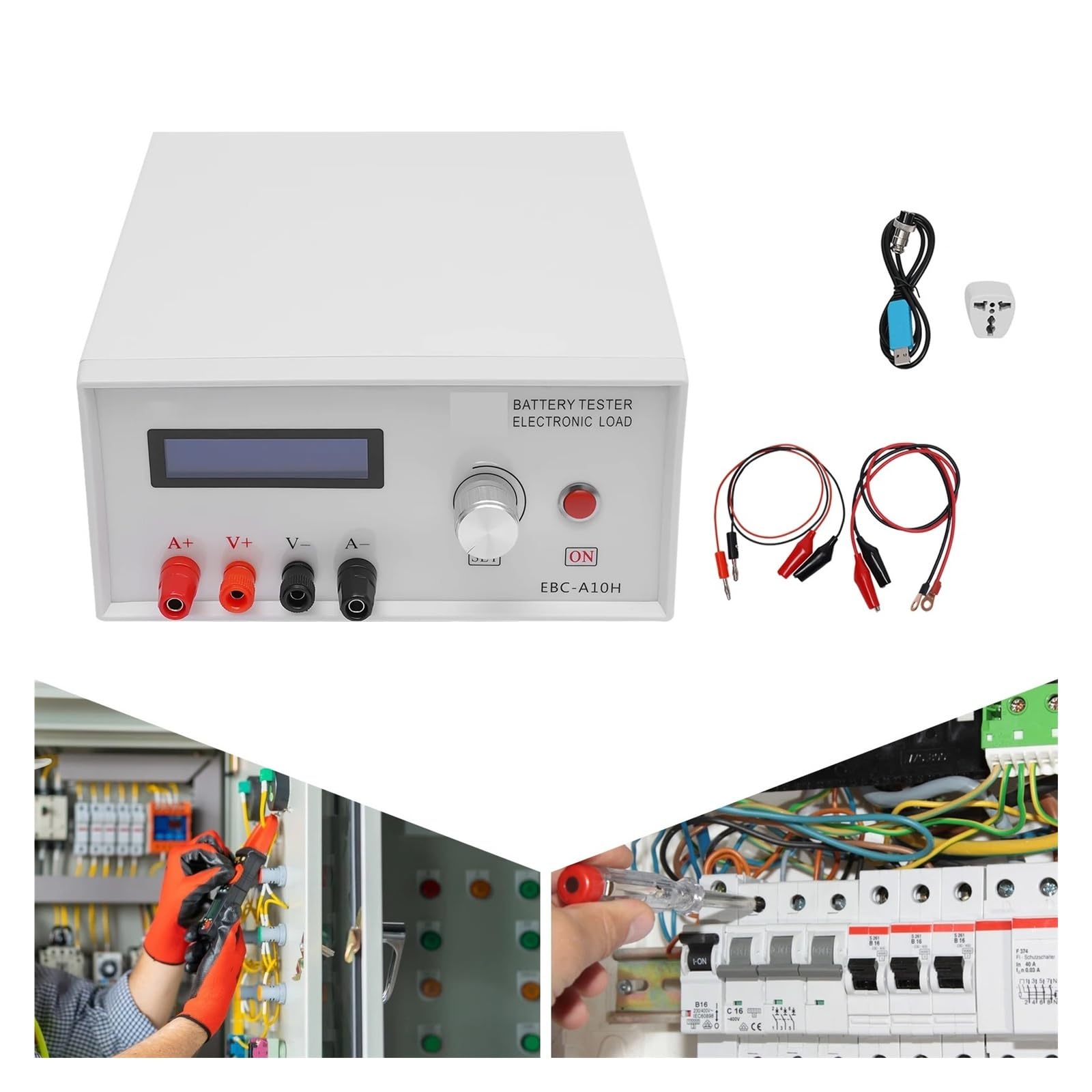 Comprobador de capacidad de carga/descarga de batería A10H con pantalla LCD, carga electrónica