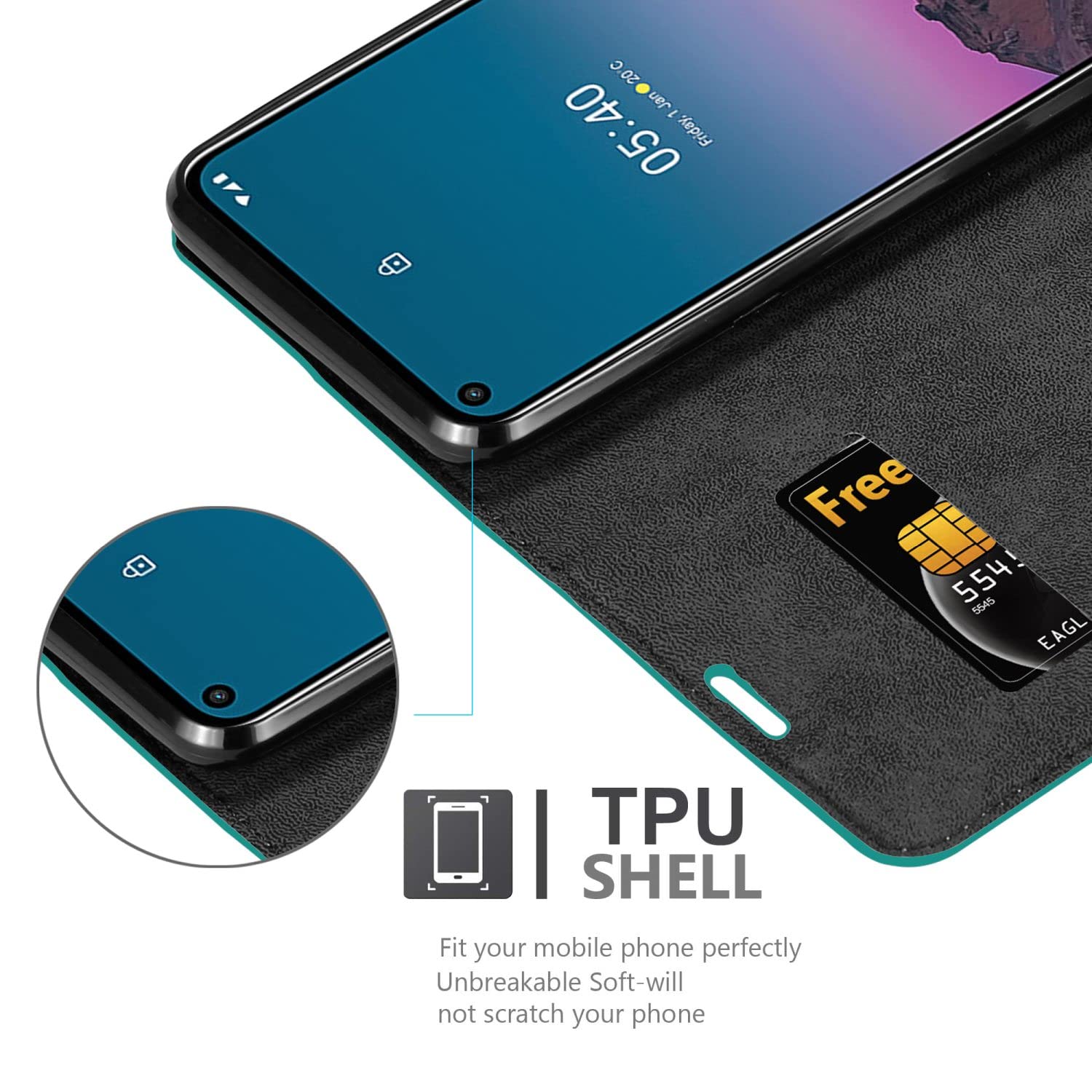 Cadorabo Custodia Libro Portafoglio Per Nokia G50 5G - Colore Turchese Petrolio - Con Vani Carte E Chiusura Magnetica