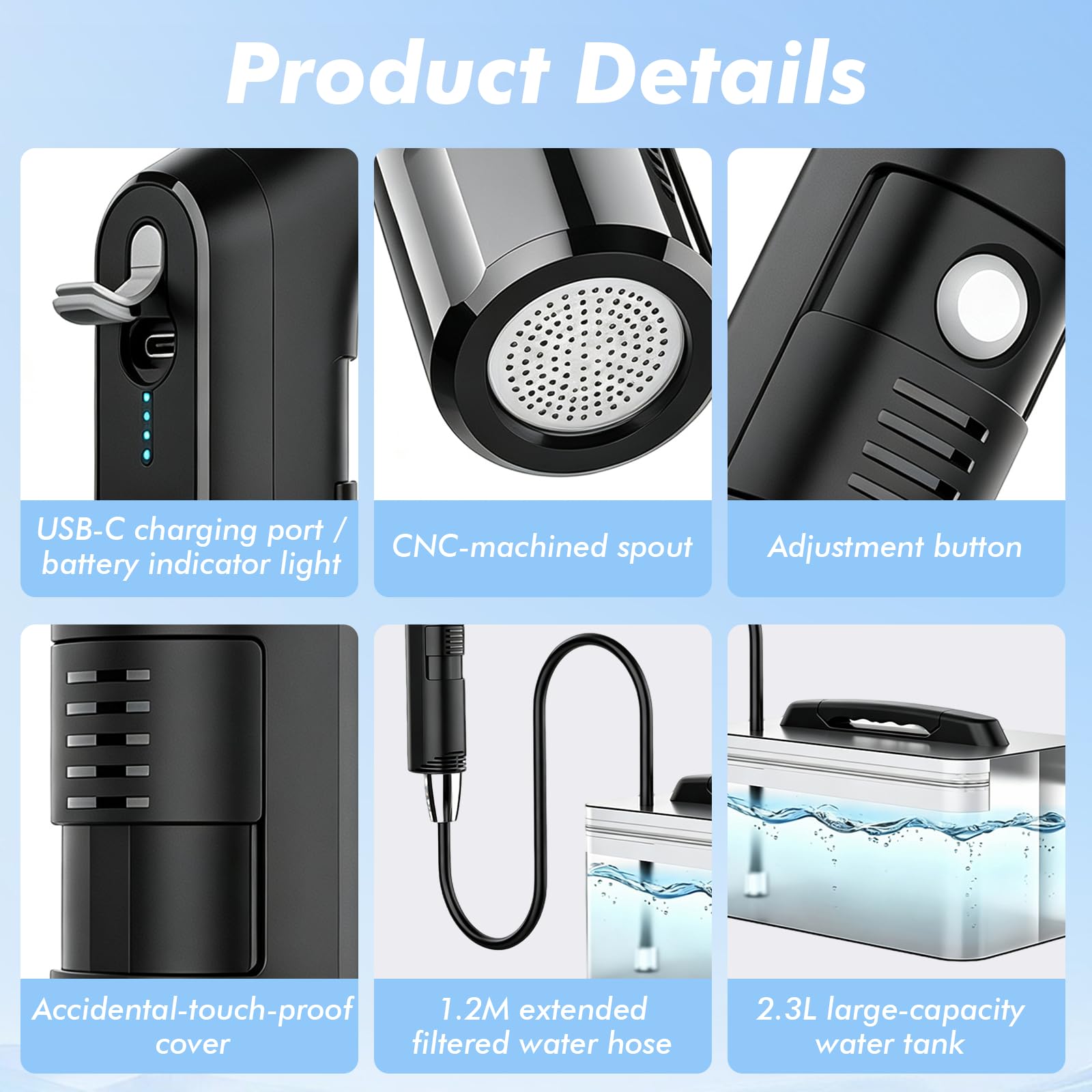 Bidet portatile, 2,3 l, bidet elettrico da viaggio, spruzzatore per bidet | Bidet elettrico da viaggio per toilette all'aperto, campeggio, bagno, escursioni all'aperto, bottiglia perineale per donne