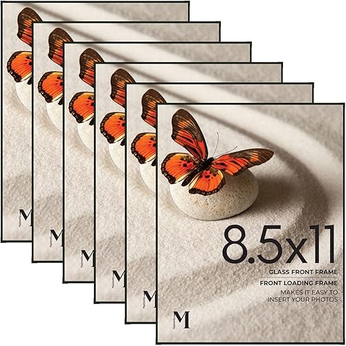 Mantello - Marco de fotos negro de carga frontal de 8.5 x 11 pulgadas, juego de 6 unidades, escritorio para colgar en la pared para obras de arte,