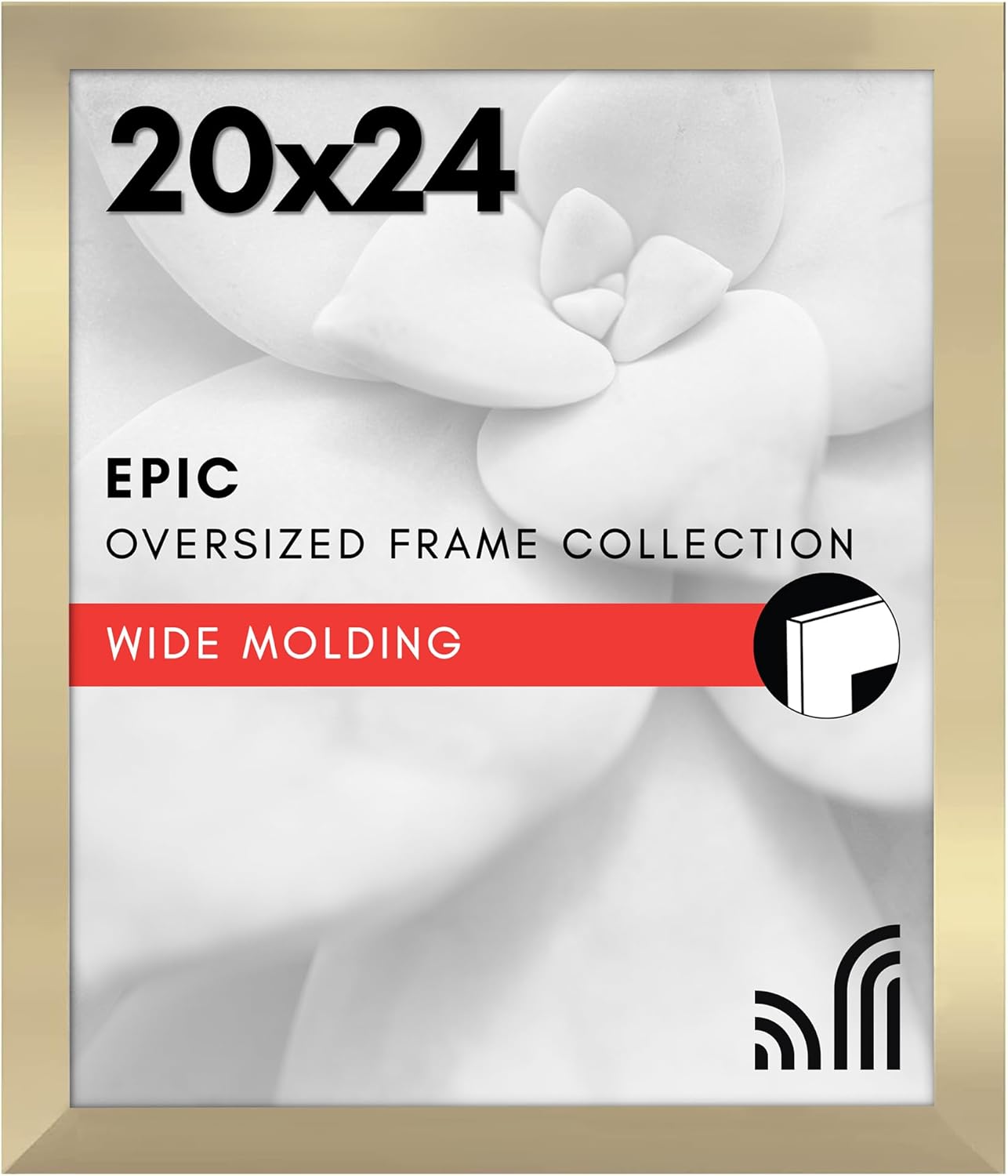 Americanflat 20x24 Picture Frame with Polished Plexiglass - Gold Picture Frame - Wide Photo Frames Made of Engineered Wood for Vertical or Horizontal Wall Display - Epic Collection - Gold Gold 20x24