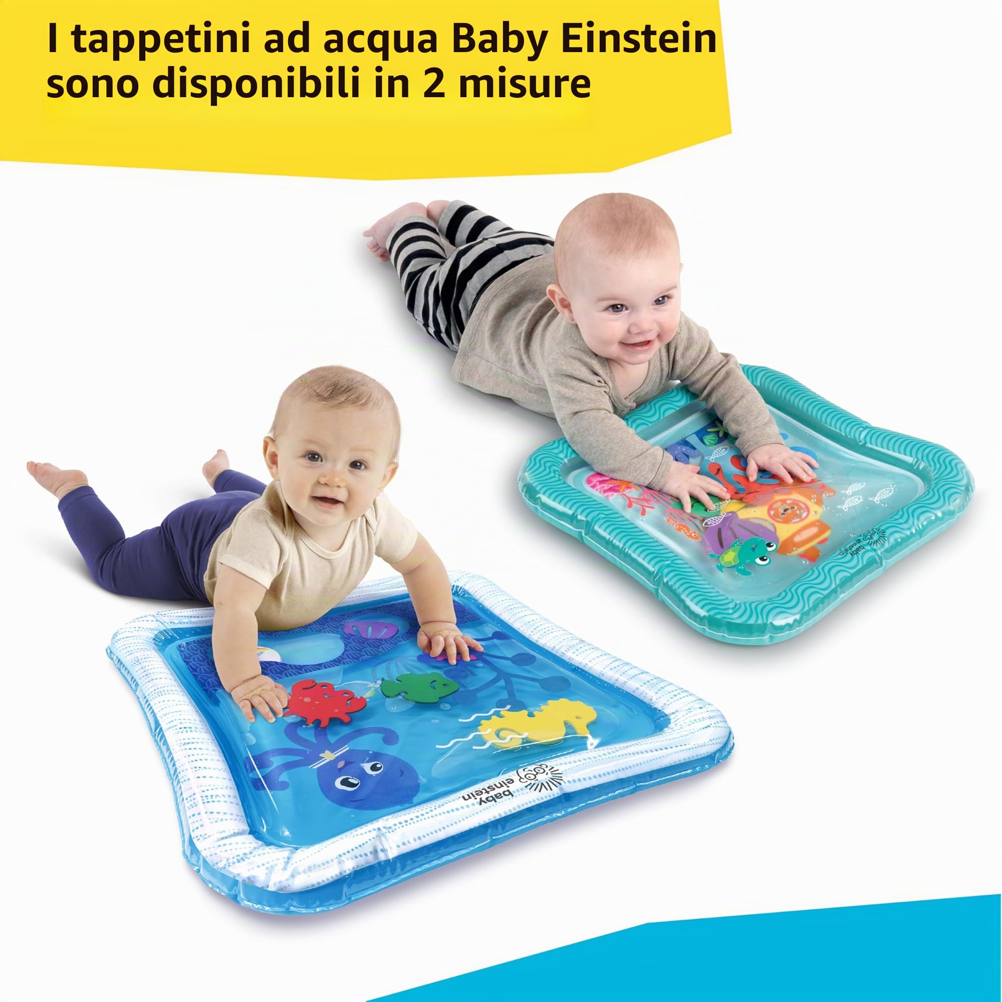 Baby Einstein, Tappetino d'acqua Sensory Splash Ocean Explorers, per giocare a pancia in giù o da seduti, 0-36 mesi
