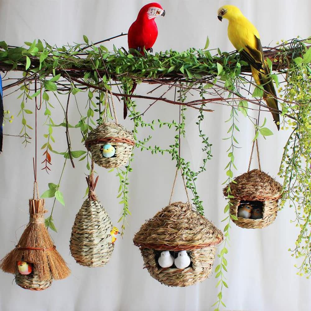 2 Piezas Nidos de Pájaros, Nido de pájaro Colgante, Nido Pajaros Exterior Colgante, Casa de Pajaros Exterior, Tejidas a Mano Hierba Nidos para Pajaros, para Pájaros Pequeños Como Colibrí (15x15 cm) — view 7