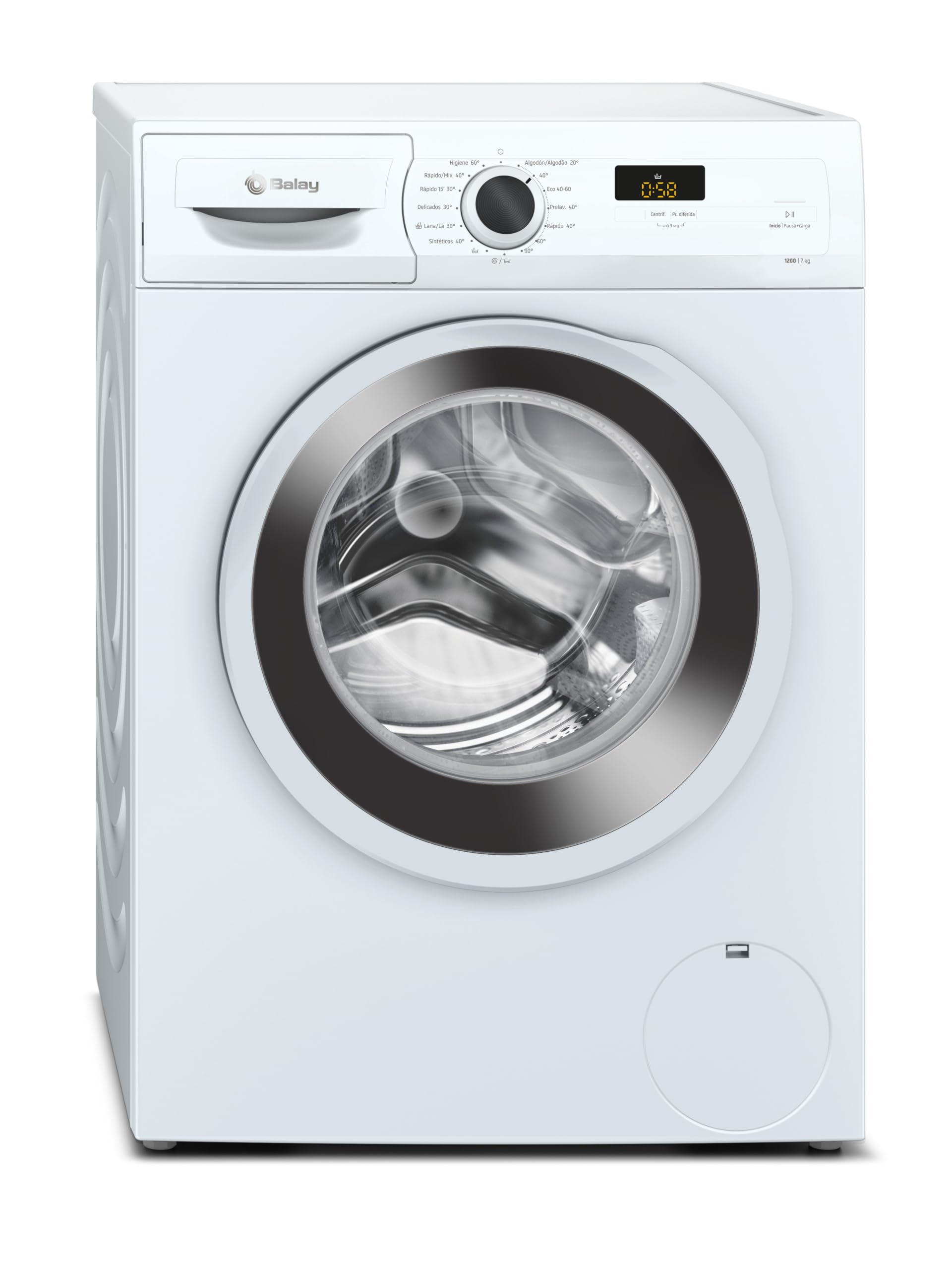 Balay - Washing Machine, 7 kg, Front Load, Pause + Load Function, Quick Program, Deferred Programming, 1200 rpm, White, 3TS273BA Energy Label
