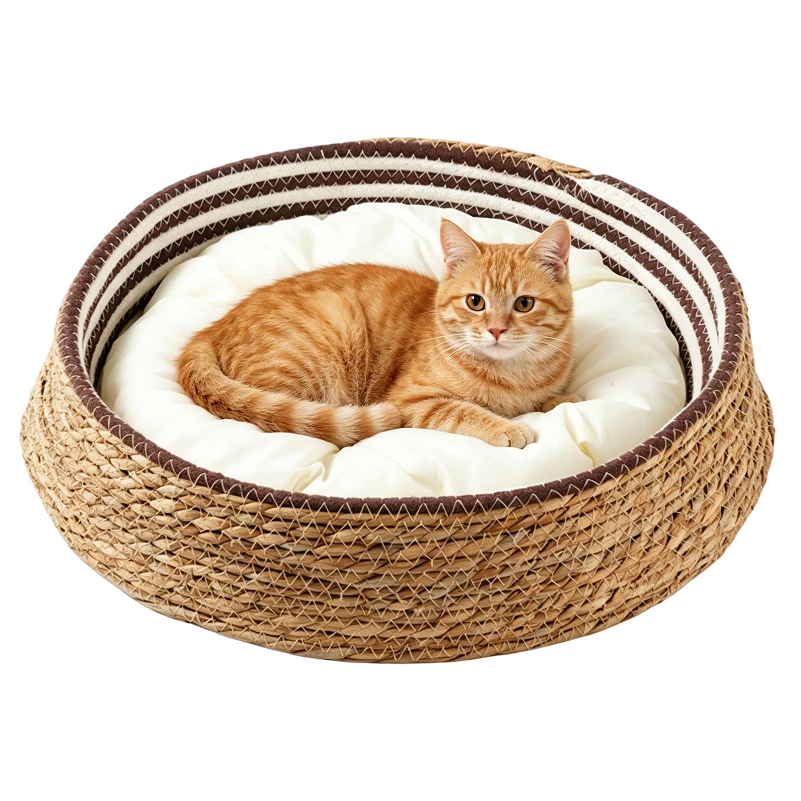 Lit chat en corde de coton tressée, panier douillet toutes saisons petites et grandes races
