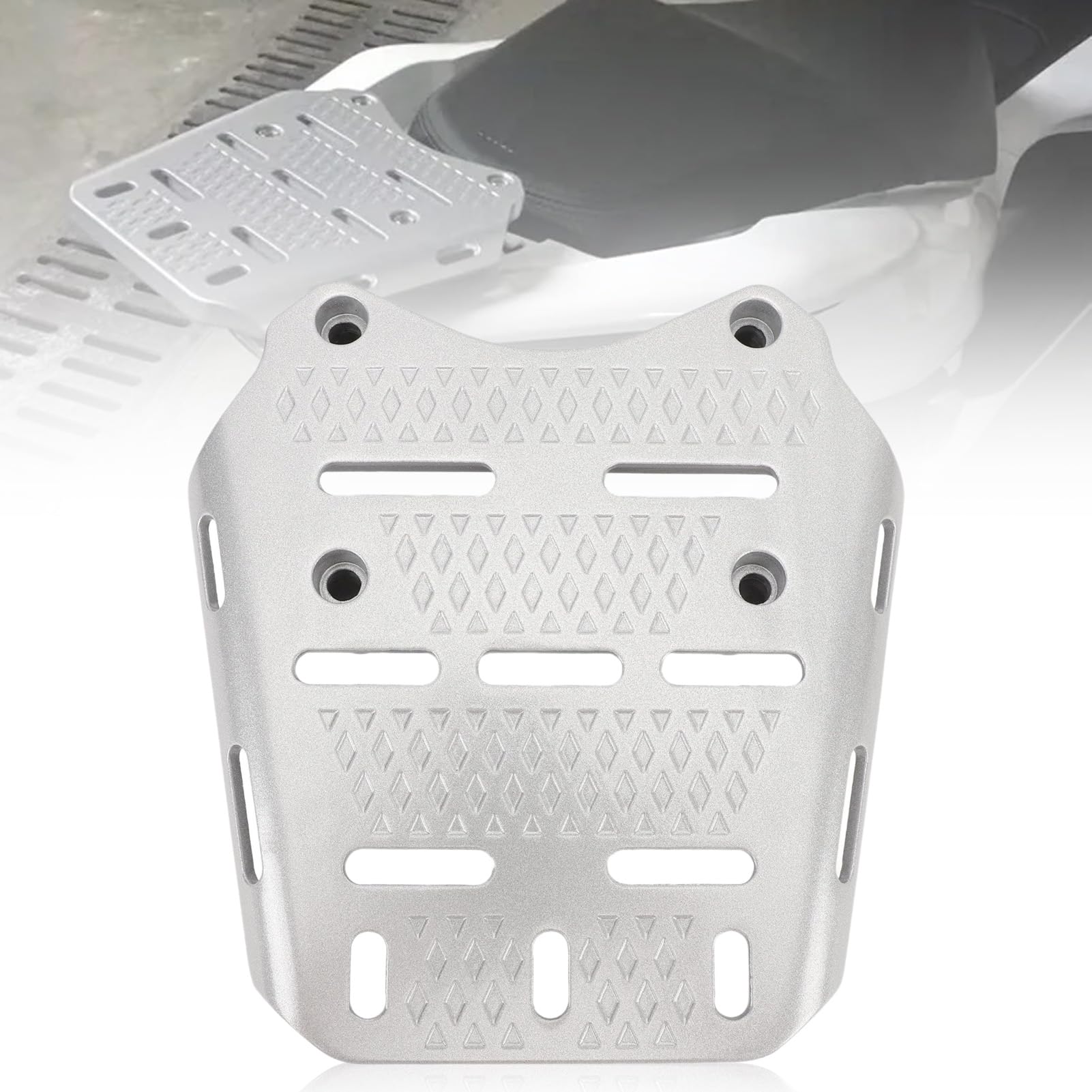Motorrad-Gepäckträger für PCX 125 150 160 2014–2024, CNC-Aluminiumlegierung für PCX 125 150 160 2014–2024, Hintere Gepäckträger-Halterung, Zusätzlicher Stauraum (Silver)