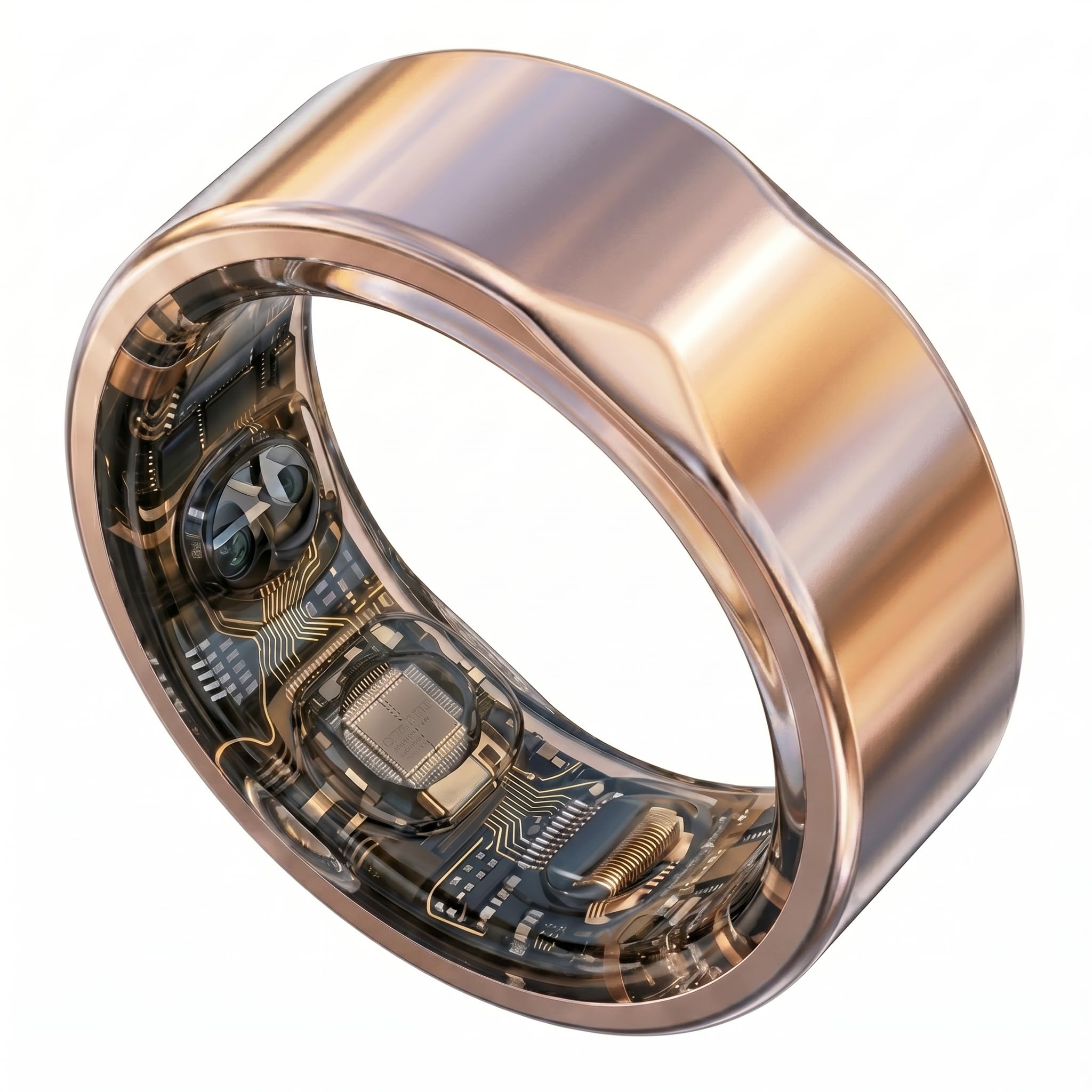 Eclipse RIng | Bague Connectée sans Abonnement | Bague Intelligente Femme et Homme | Surveillance SPO₂, Sommeil, Fréquence Cardiaque, Glycémie | Titane & Acier (Rose Gold, 10 (M))