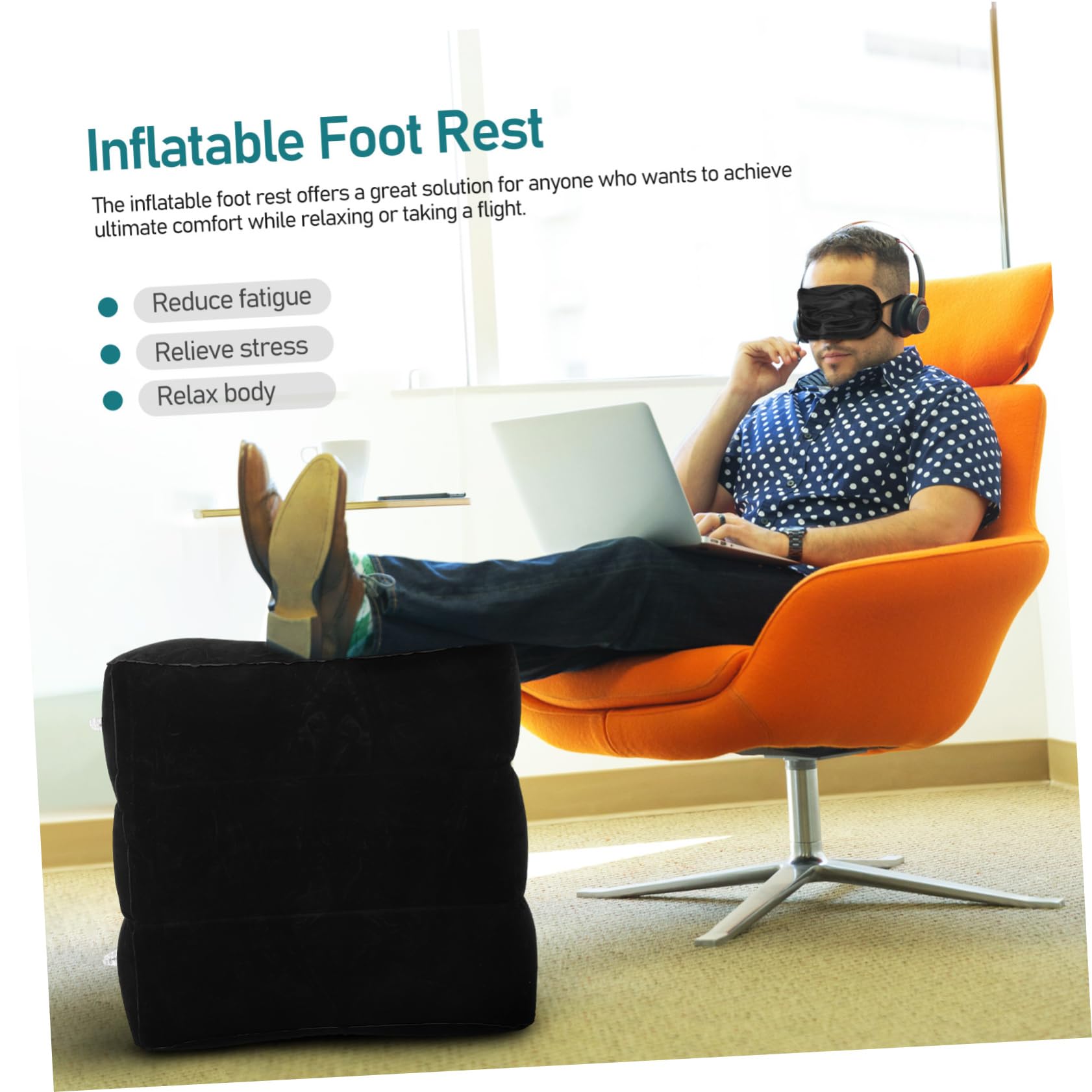 Repose-Pieds Gonflable Réglable en Hauteur pour Avion et Voiture