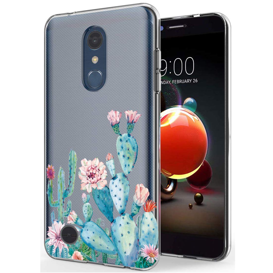 SidandeCase for LG Aristo 2, 3, K8S, Tribute Empire, Rebel 4, Dynasty, Zone 4, Aristo 2 Plus, Fortune 2, Risio 3, K8 2018, Phoenix 4 - Clear Soft TPU Phone Cover (Cactus)