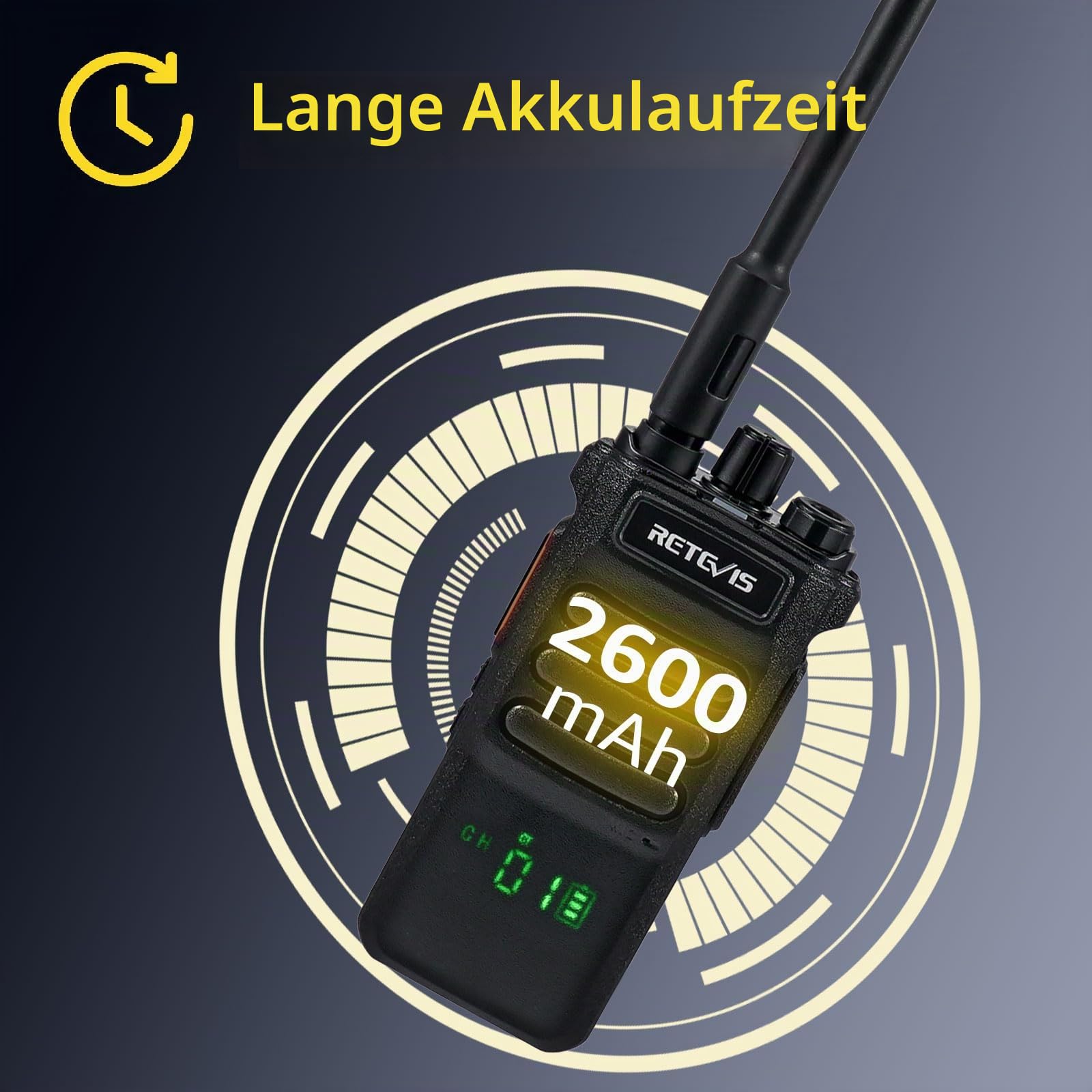 Retevis RT86 Profi Funkgerät Große Reichweite, Walkie Talkie mit Display | Wiederaufladbares Hochleistungs Handfunkgerät mit 2600mAh Akku, Robust & Notfallalarm, für Lagerwirtschaft, Schwarz, 2 Stück