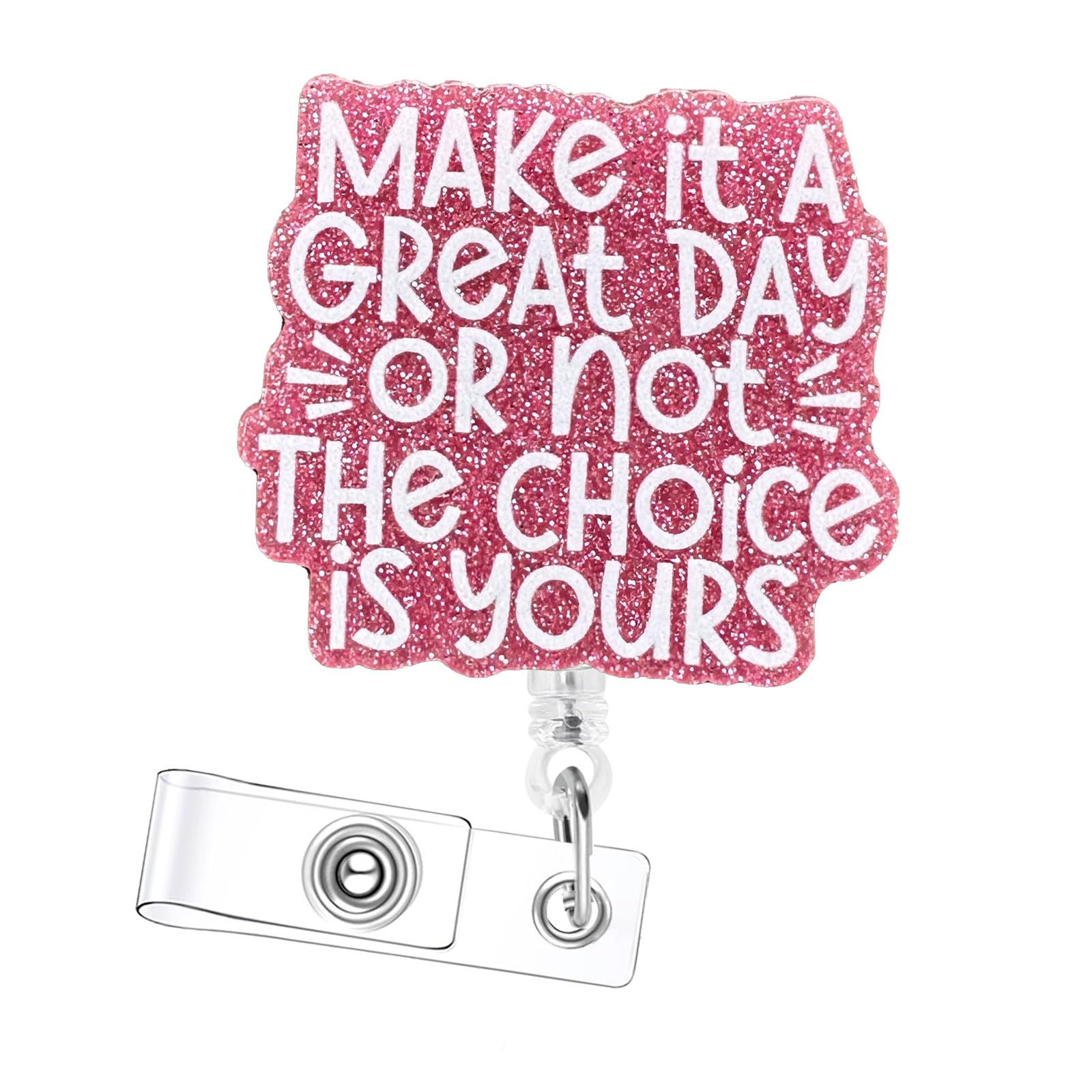 Motivational Quotes Retractable Badge Reel,Alligator Clip Name Badge Holder