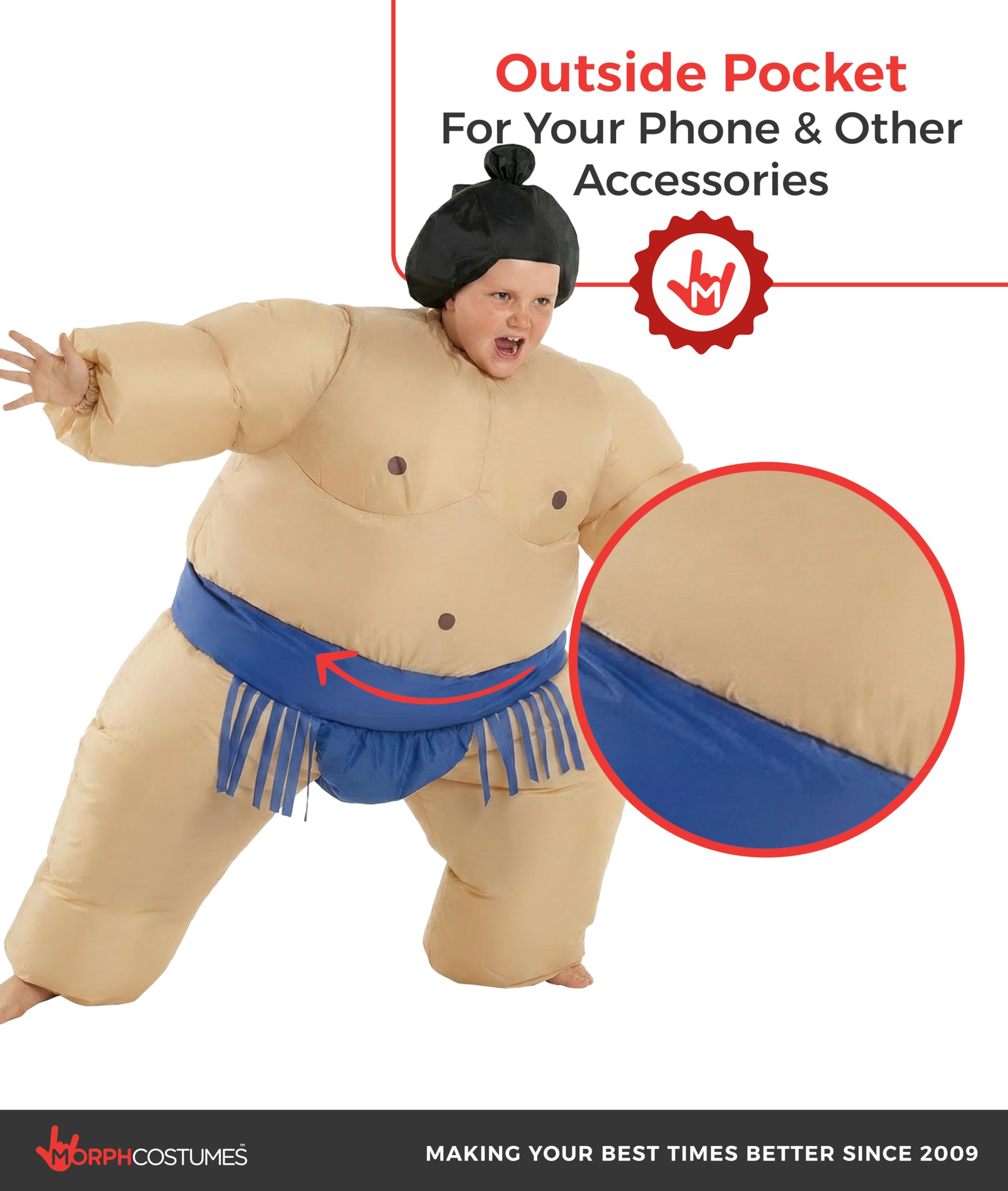 Morph Costume gonfiabile da lottatore di sumo per bambini, costume di Halloween per feste divertenti per bambini