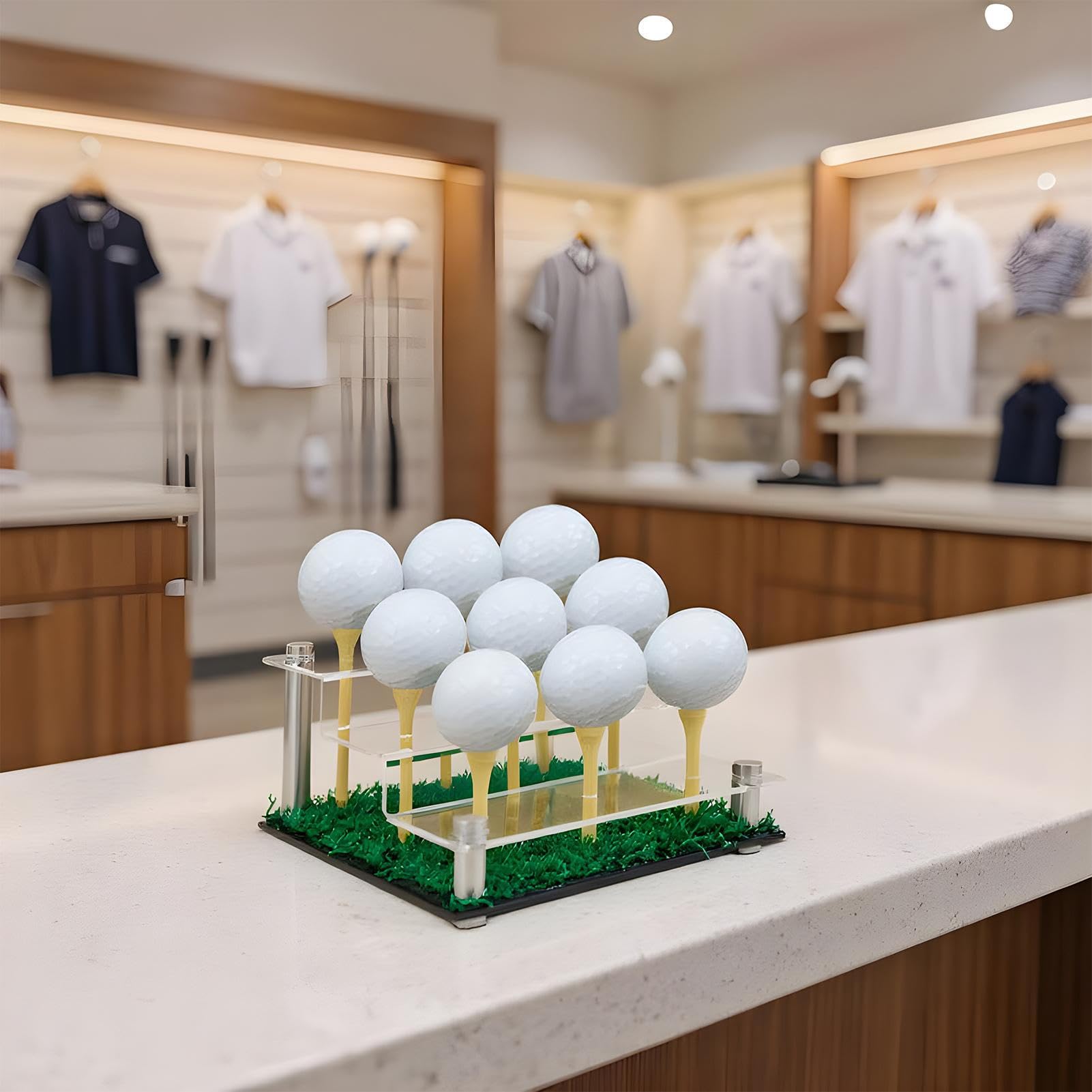 Bandeja acrílica para pelotas de golf, soporte transparente para exhibición de nueve bolas, soporte para equipos deportivos, organizador de presentación decorativo, elegante estante de colección
