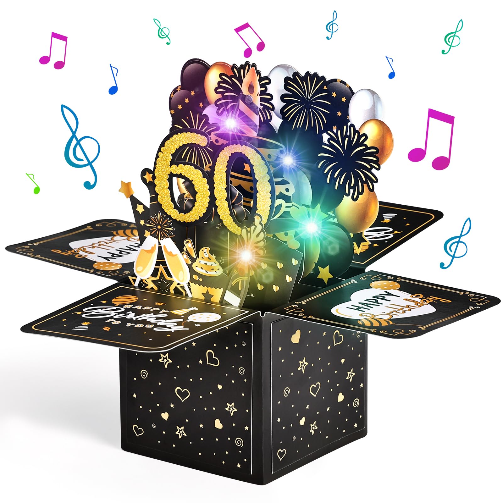 Biglietto Di Compleanno 60 Anni Per Donne – Pop-up 3D Con Musica, Luci E Busta Inclusa – Regalo Per Mamma E Nonna - 2
