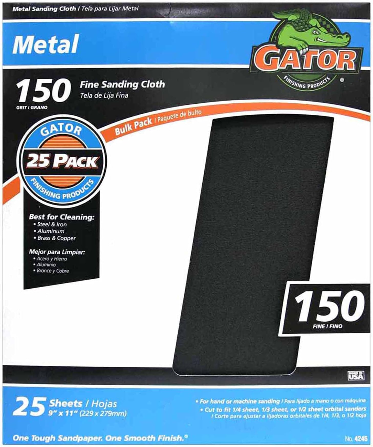 3M Emery Cloth, 03008, 3 2/3 in x 9 in, 6 sheets per pack