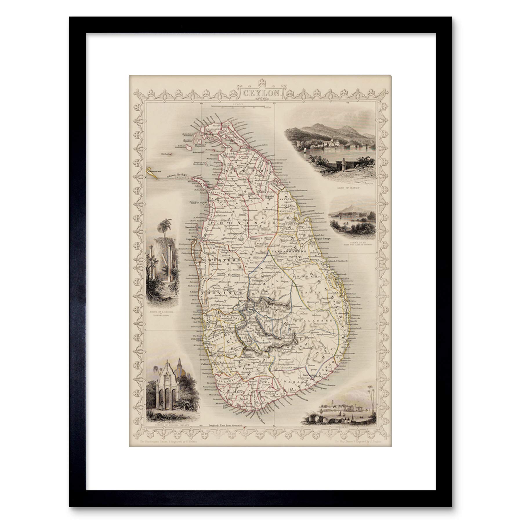 Wee Blue Coo CEYLON SRI LANKA MAP SMALL FRAMED ART PRINT F97X13184