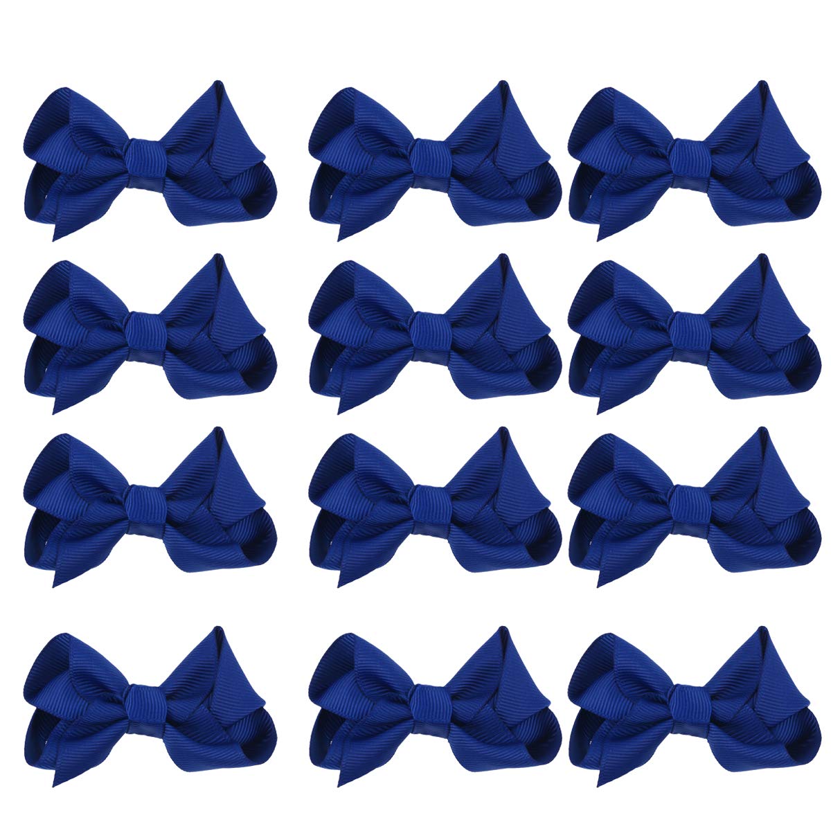 Hair Clips for Women Girls,12pcs Girls Small Hair Bows Grosgrain Ribbon Boutique Bows Clip Bow Tie Lovely Colorful Barrettes Hairpins Hair Accessories for Kids Teens Party (4 Navy)