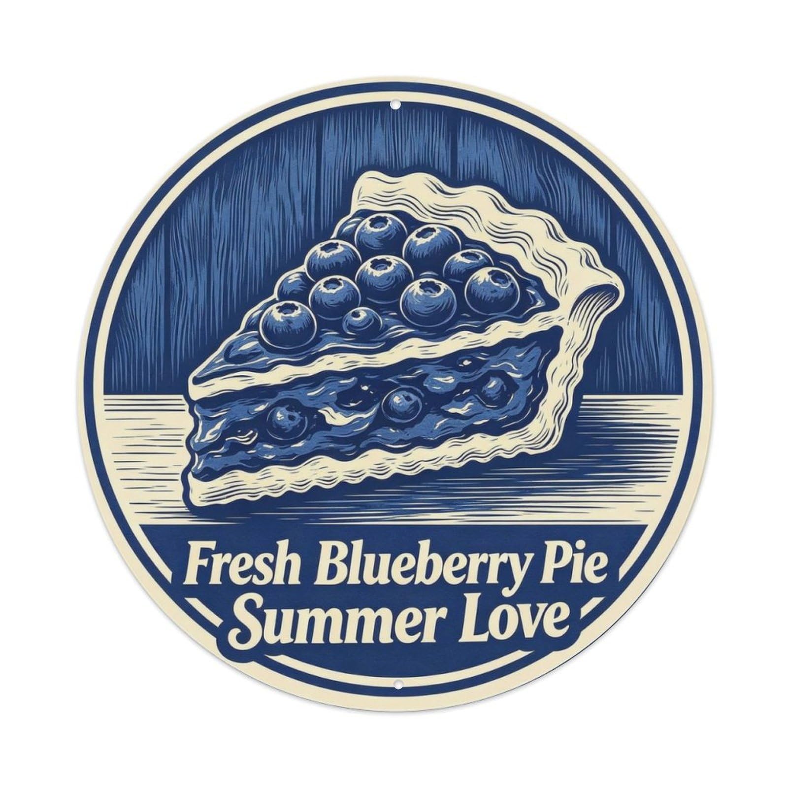 Fresh Blueberry Pie Summer Love Metal Tin Sign Plaque