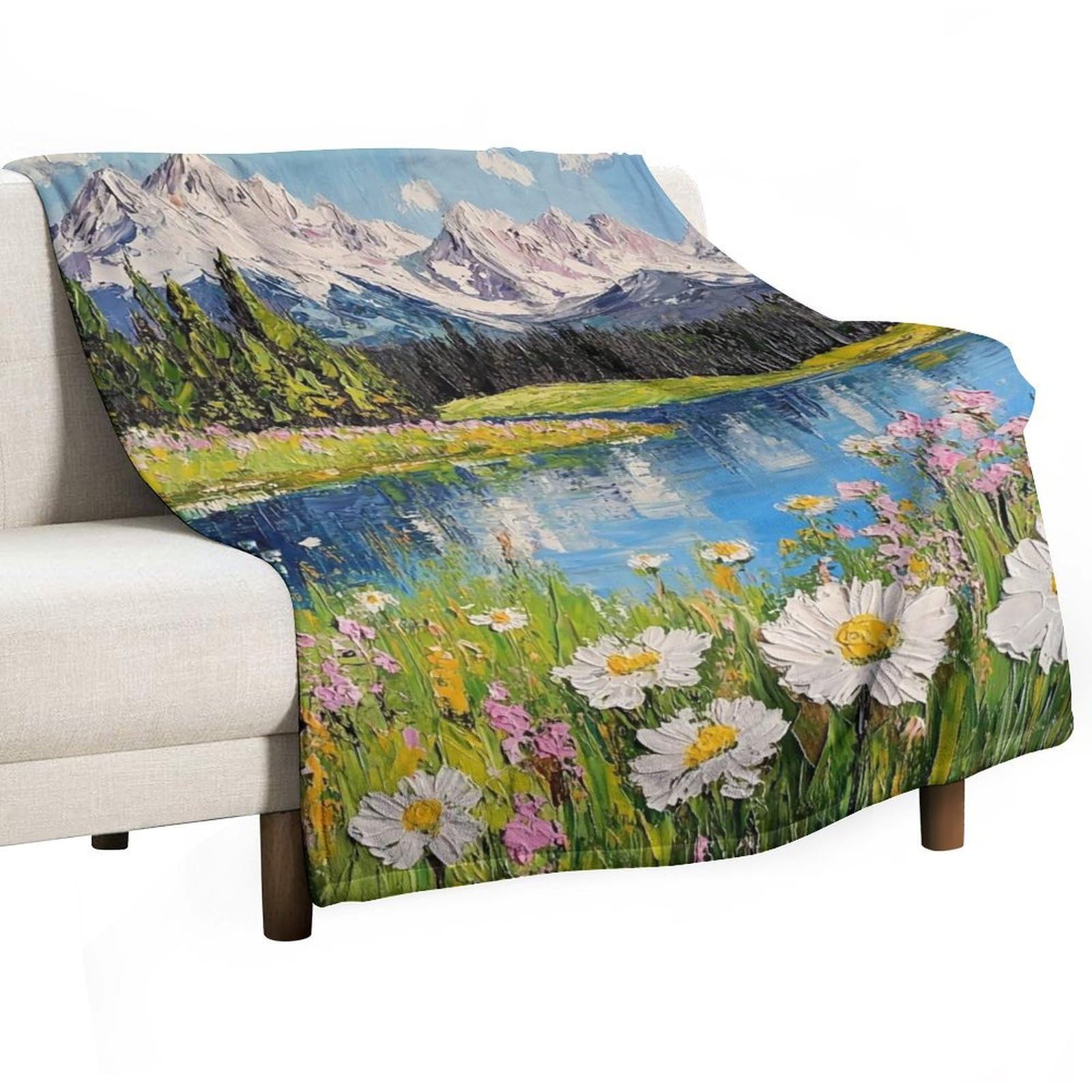 YHGSREUOH Valley Bloom Serenity (4) Flannel Blankets Fleece Soft Throw Lightweight Plush Gifts for Couch, Bed, Cozy Sofa Plush, Chair, Lovers 130x175cm(50x70in)