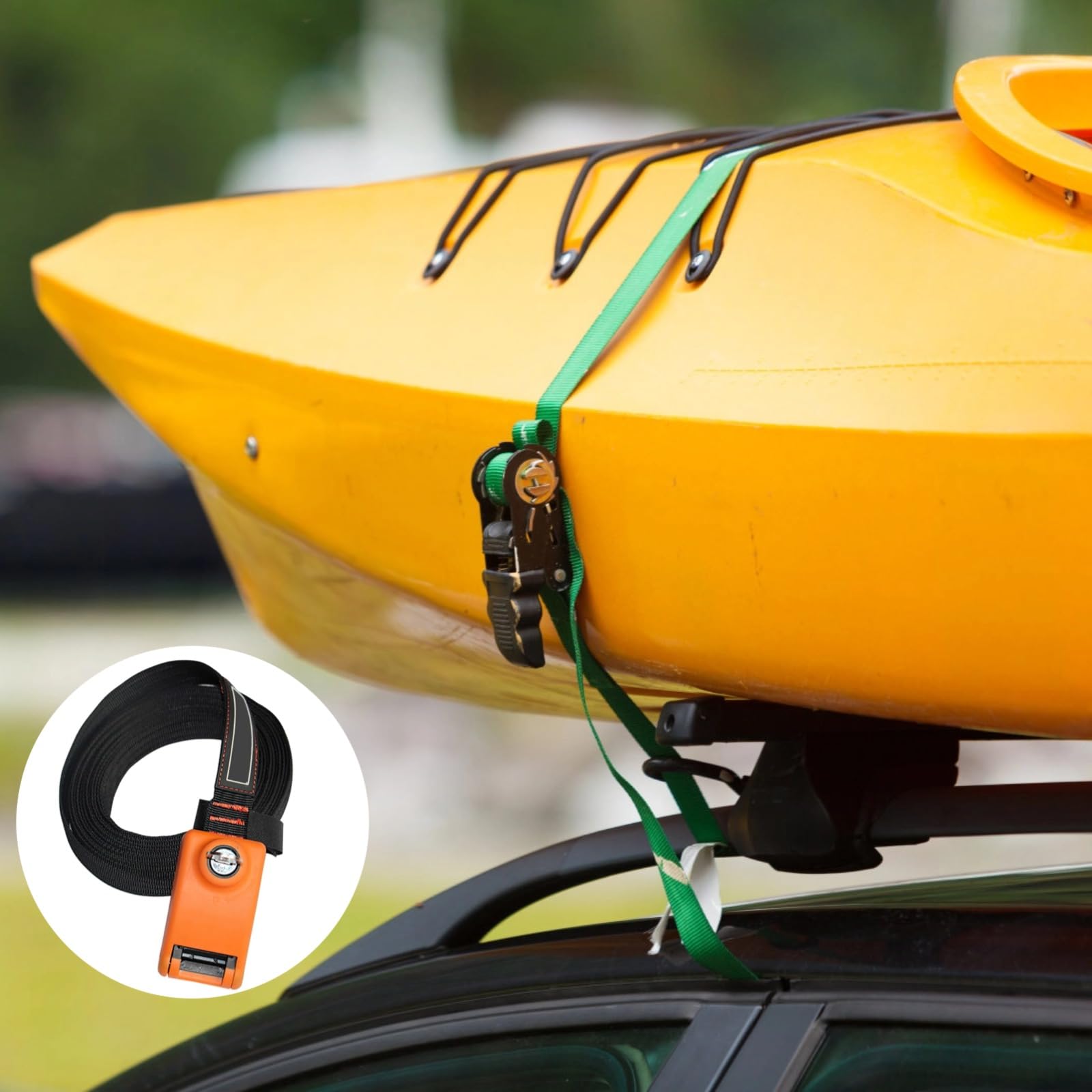 Cinghia di fissaggio per barca con blocco, cintura di ancoraggio di grado marino con fibbia in metallo, lunghezza regolabile cinghia di poppa per kayak canoa pontone, cinghia di fissaggio per