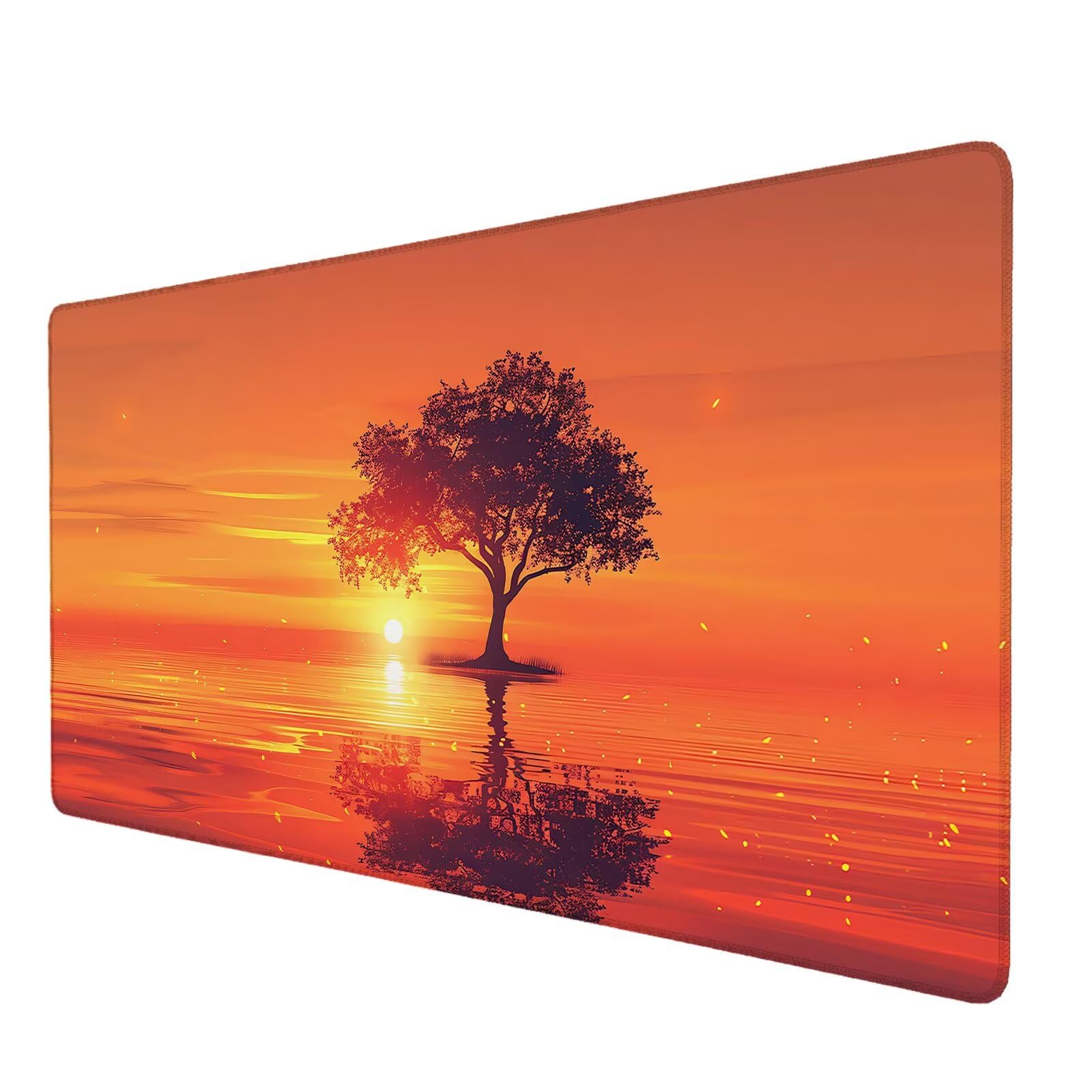 Podkładka pod mysz XXL 1000 x 500 mm, pomarańczowa podkładka pod mysz, podkładka pod mysz do gier z antypoślizgową gumową podstawą, mata na biurko z szytymi krawędziami, podkładka pod mysz do gier,