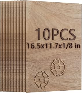 10 Pack Black Walnut Plywood Sheets, 16.5"x11.7"x1/8" Unfinished Wood Blanks, Ideal for Laser Cutting, Engraving, DIY Crafts, Wood Burning, Sign Making & Home Decor