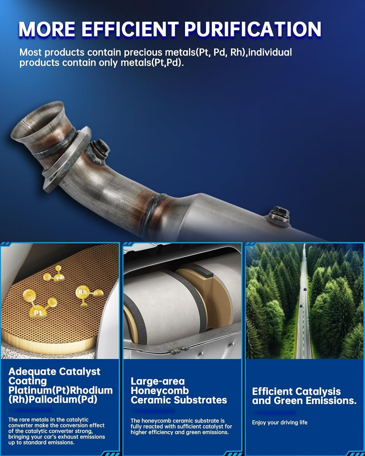 Catalytic Converter Replacement For 2013-2019 Explorer/Taurus/Flex 3.5/3.7L, 2015-2018 Edge 3.5/3.7L, 2013-2016 MKZ/MKS 3.7L Replace 16728, 641478, 16721, 641479 (EPA Compliant)