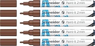 Schneider Paint-It 120107 - Rotuladores acrílicos (punta redonda de 2 mm, 5 unidades), color marrón
