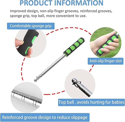 Miniatura 5 de Whefory Juguete retráctil para gatos, varita de juguete para gatos de interior, caña de pescar para gatitos con 11 recambios (plumas y ratones)