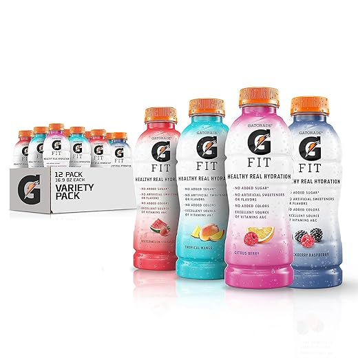 Gatorade Fit Electrolyte Beverage, Healthy Real Hydration, New 2.0 4 Flavor Variety Pack, 16.9.oz Bottles (12 Pack)