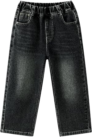 Kid Boys Baggy Jeans Elastic Waist Cargo Denim Pants Fashion Soft Cotton Trousers Straight Loose Jeans 5-14 Years