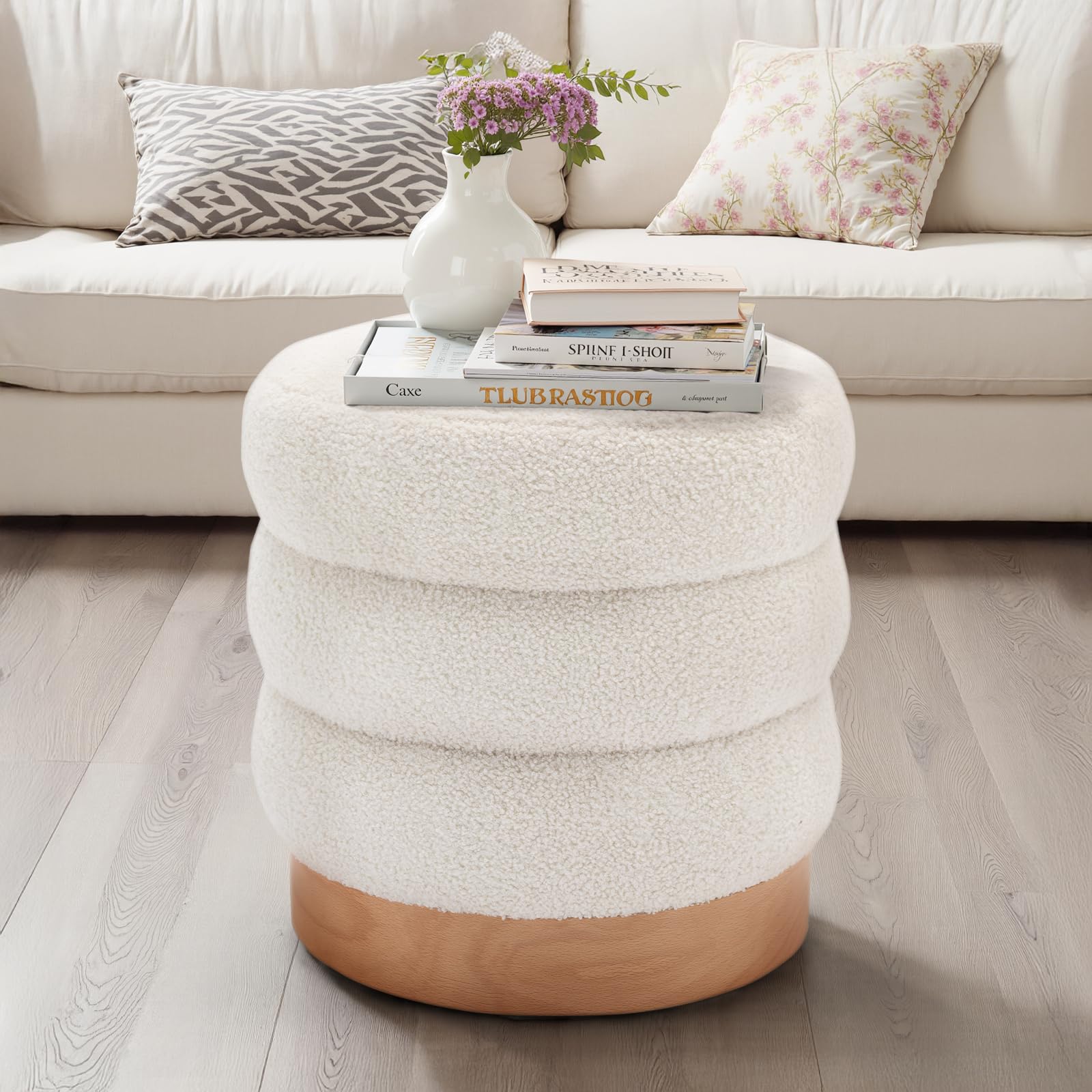 Amazon.com: COLAMY Sherpa Ottoman Footstool, Tufted Modern Foot