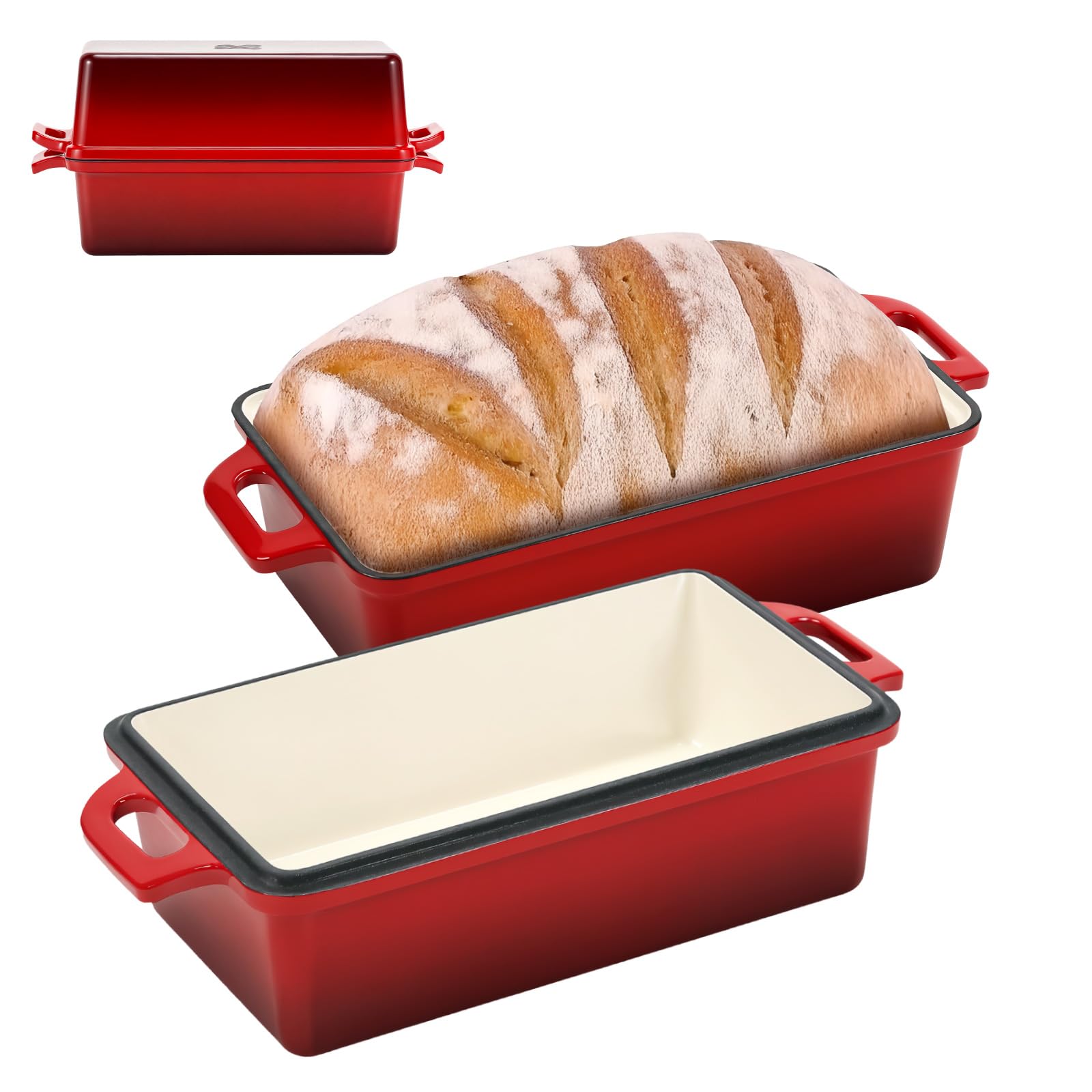 Amazon.com: Northriver Casting 9x5 Inch Enameled Cast Iron Bread