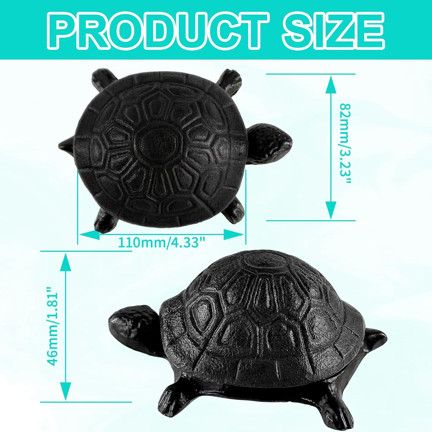 Spare Key Hiders Outside Cast Iron Turtle Key Holder Waterproof Key Hiders to Hide a Key Securely for Outdoor, Yard & Patio Hide a Key and Garden Decor, Black