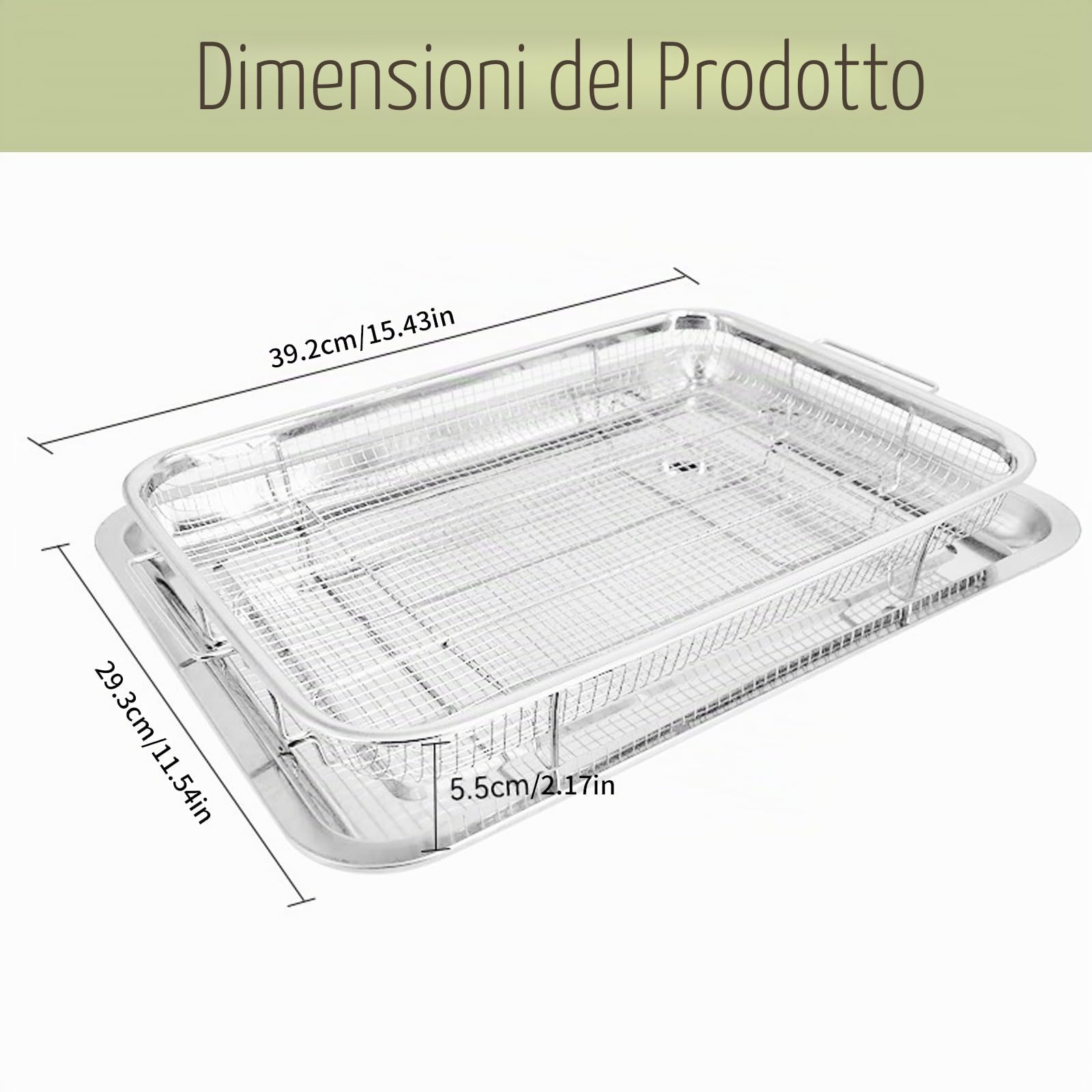 Teglia da forno con griglia di raffreddamento, 29 x 39 x 6 cm, in acciaio inox e griglia per torte, meno appiccicosa, per cuocere biscotti, grigliare e raffreddare, lavabile in lavastoviglie