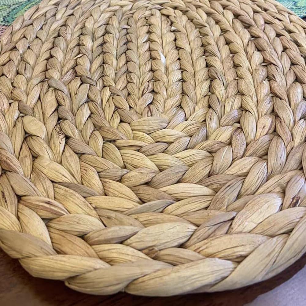 Yjijaiifd Oval Woven Placemats, Natural Water Hyacinth, Straw Braided Rattan, Non-Slip 12X16 Inches 4Pack - Image 3