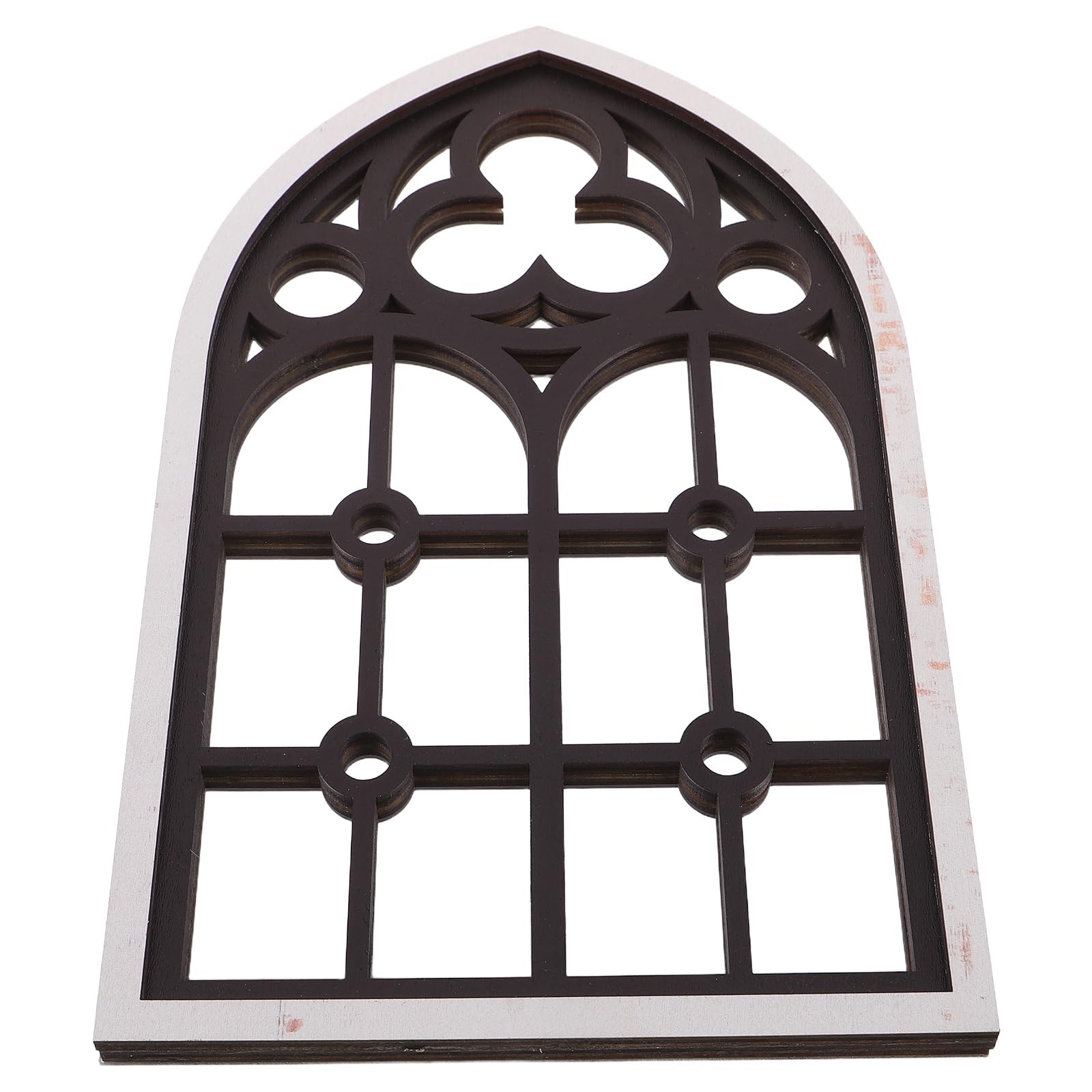 SHINEOFI Specchio da Parete Gotico in Legno Nero Stile Rustico Superficie Riflettente a Forma di Volta Decorazione Vintage per Ingresso e Ufficio