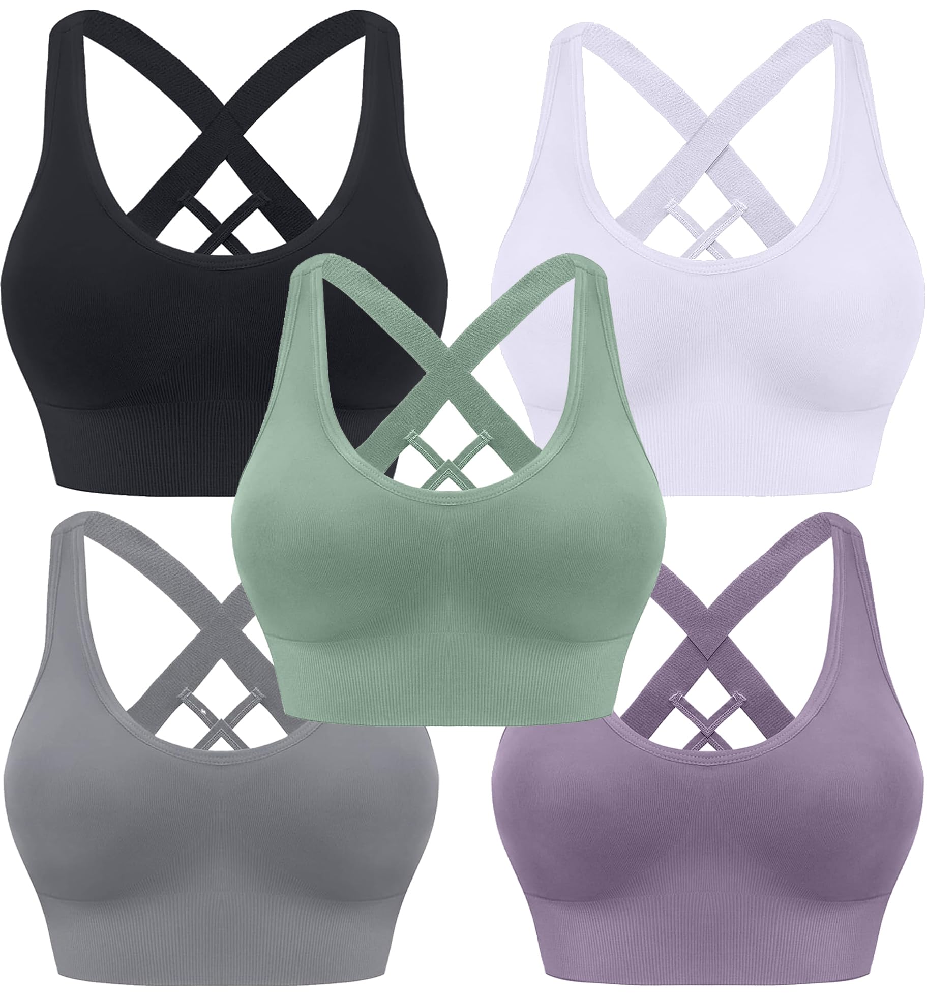 HANERDUN Reggiseno Sportivo Donna con Incrocio sulla Schiena Reggiseno Push-up Senza Cuciture con Spalline