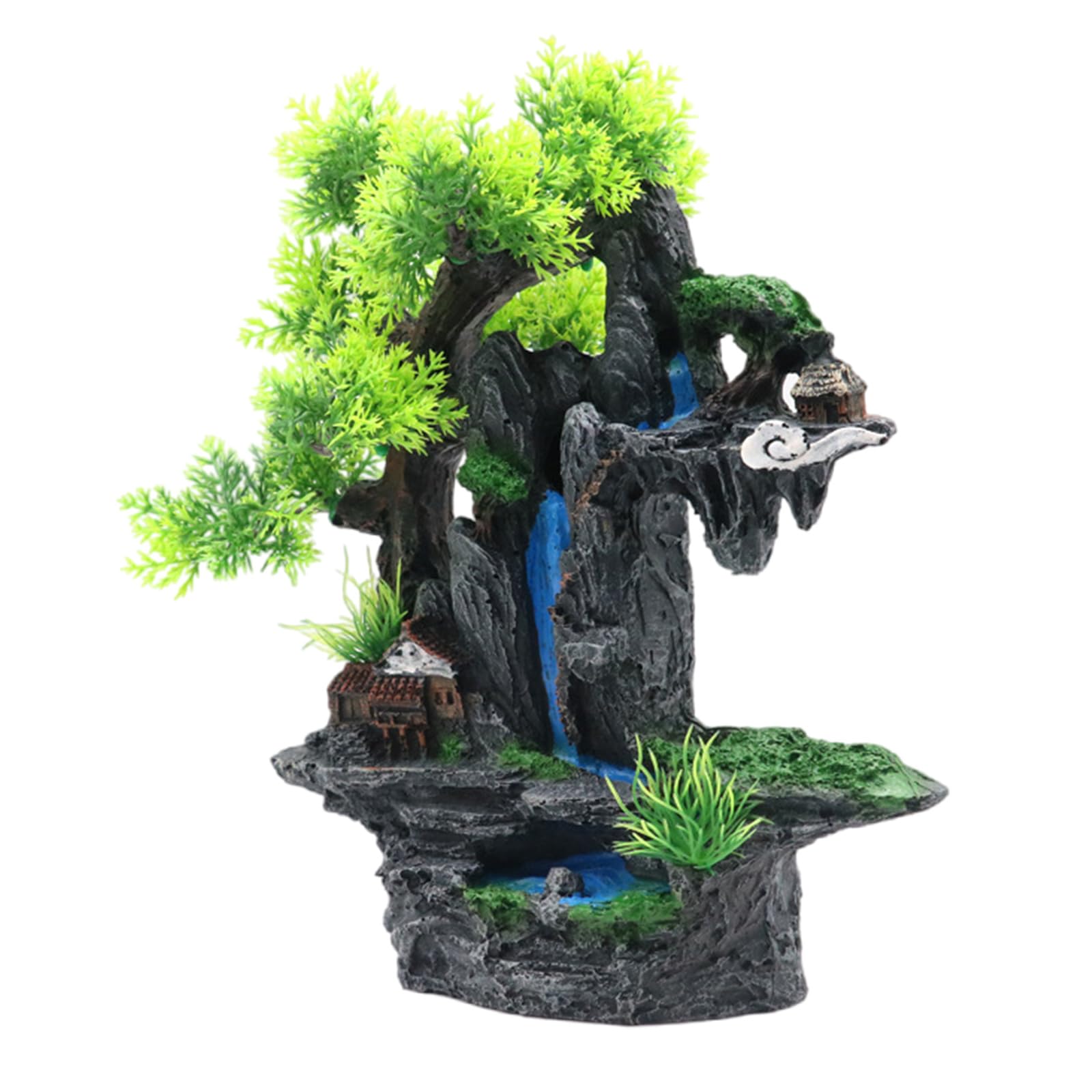 CUNZJIA Landscape Waterfall House Landscape Fish Tanks Decorations for Aquariums Terrarium Shrimp House Ancient Ornaments