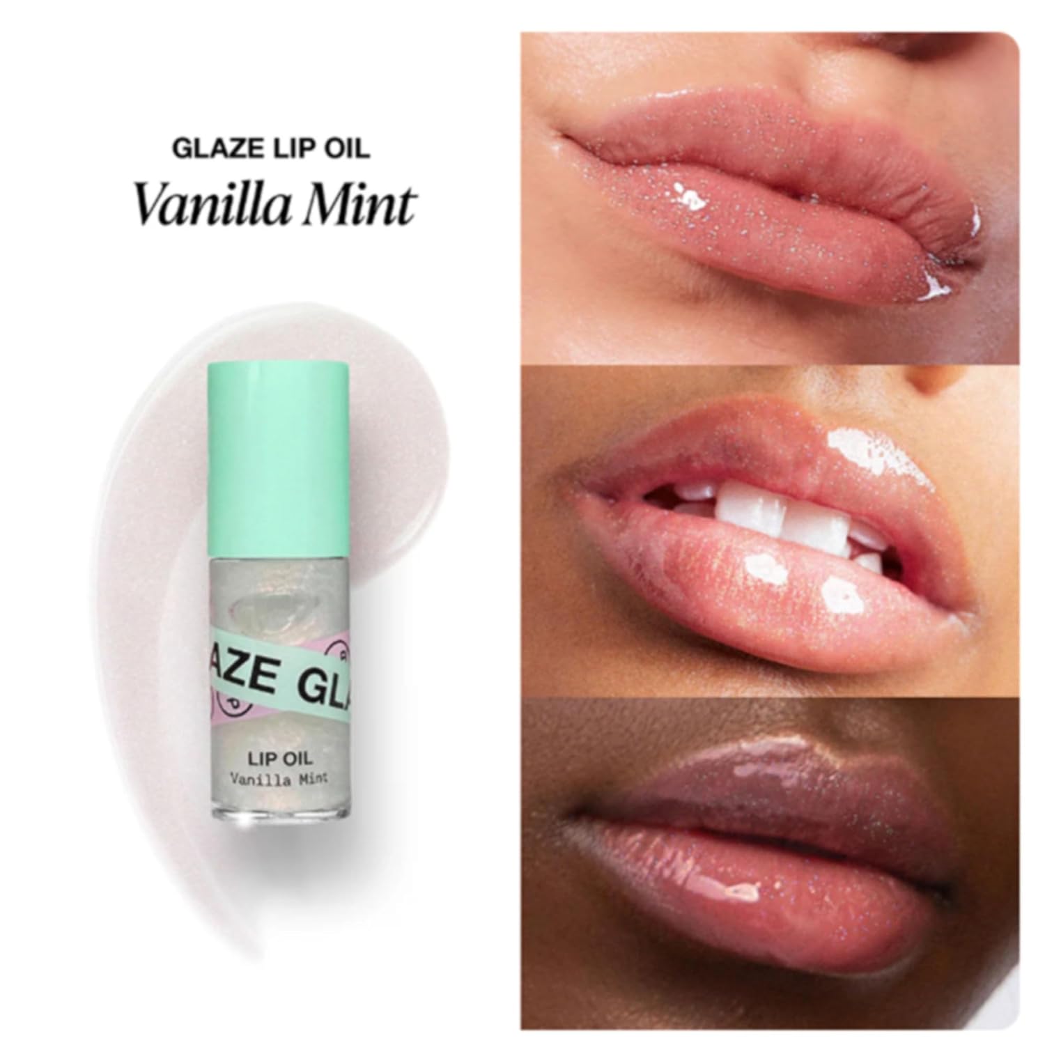Innbeauty Project Glaze Lip Oil Vanilla Mint, Hydrating Vegan Lip Oil Gloss Hybrid, 0.2 OZ