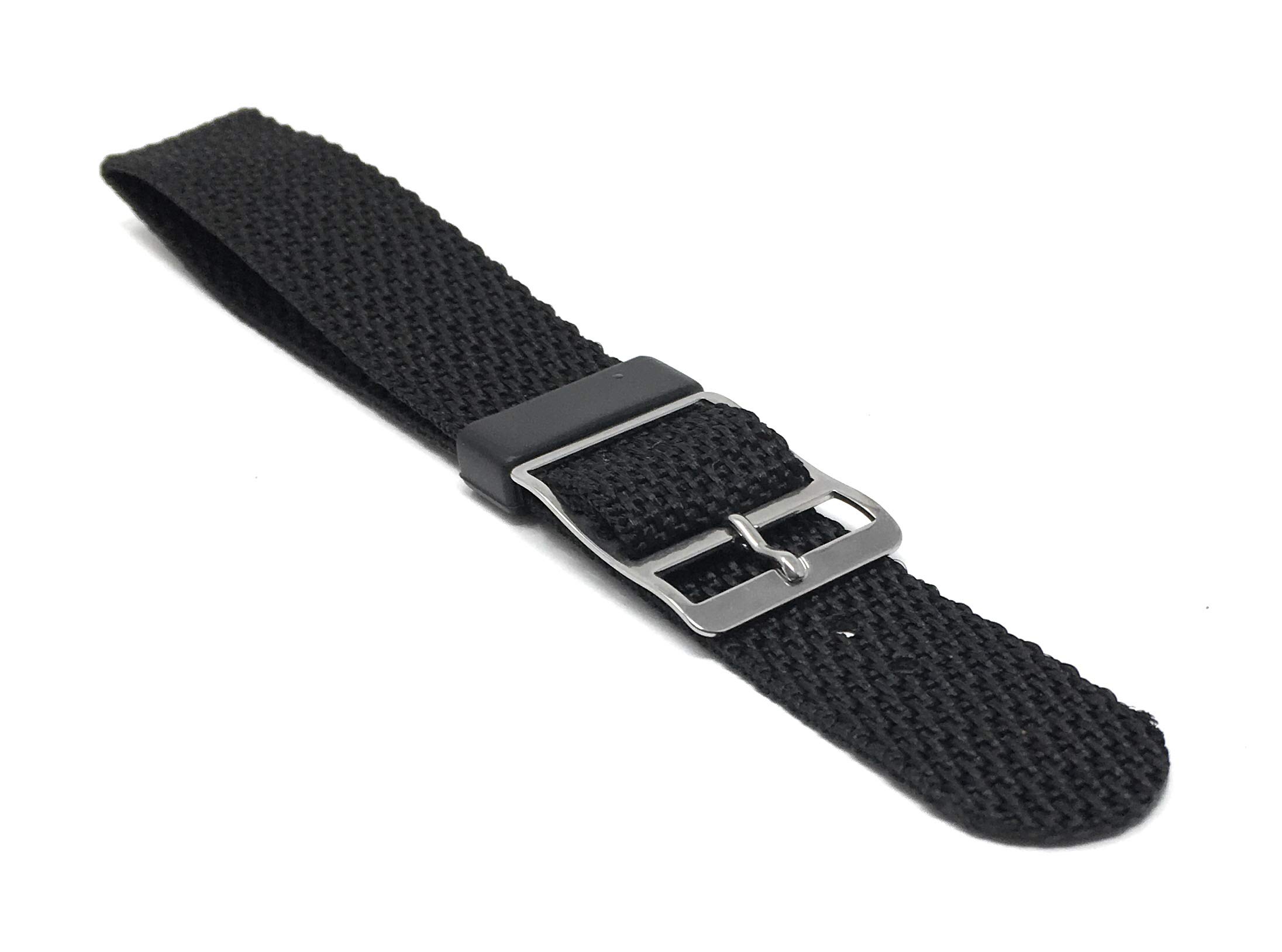 Bandini 18mm Nylon Watch Band - Ballistic Style Nylon Strap - Stainless Buckle - Black