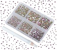 Vista 114 de 2880 diamantes de imitación para arte de uñas, sin termofijación, fijación con pegamento, cristales redondos de vidrio con base plana para hacer