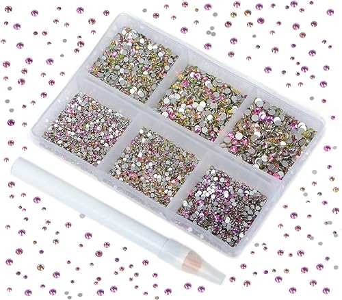 Miniatura 114 de 2880 diamantes de imitación para arte de uñas, sin termofijación, fijación con pegamento, cristales redondos de vidrio con base plana para hacer