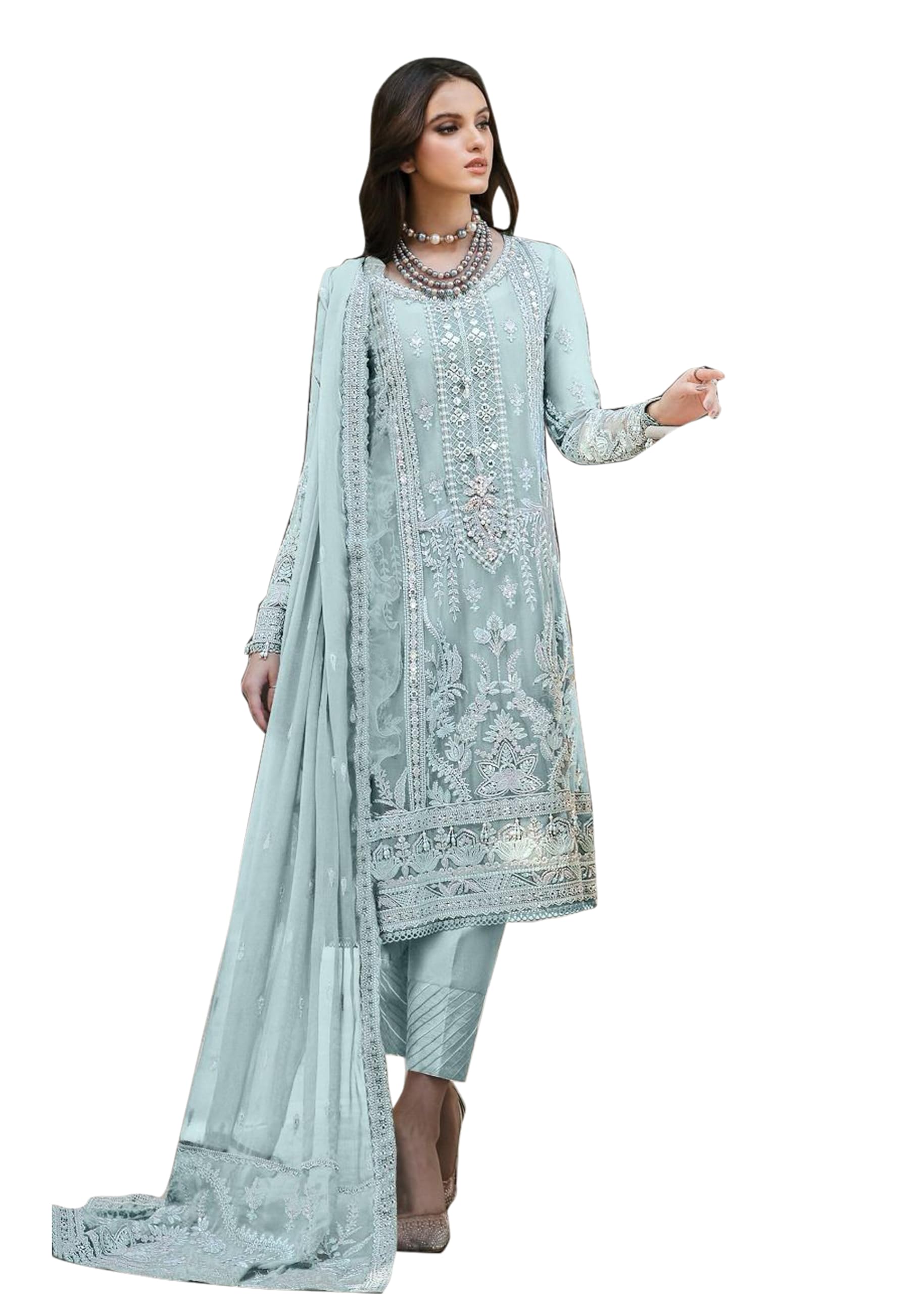 Uday Enterprisegeorgette silk with soft silk embroidery work multi color designer salwar suit for women and girls