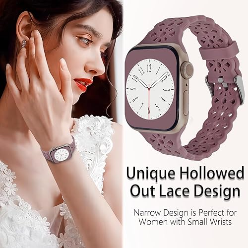 Miniatura 3 de Paquete de 6 correas de silicona compatibles con Apple Watch Band de 1.496 pulgadas, 1.575 pulgadas, 1.614 pulgadas, 1.654 pulgadas, 1.732 pulgadas,