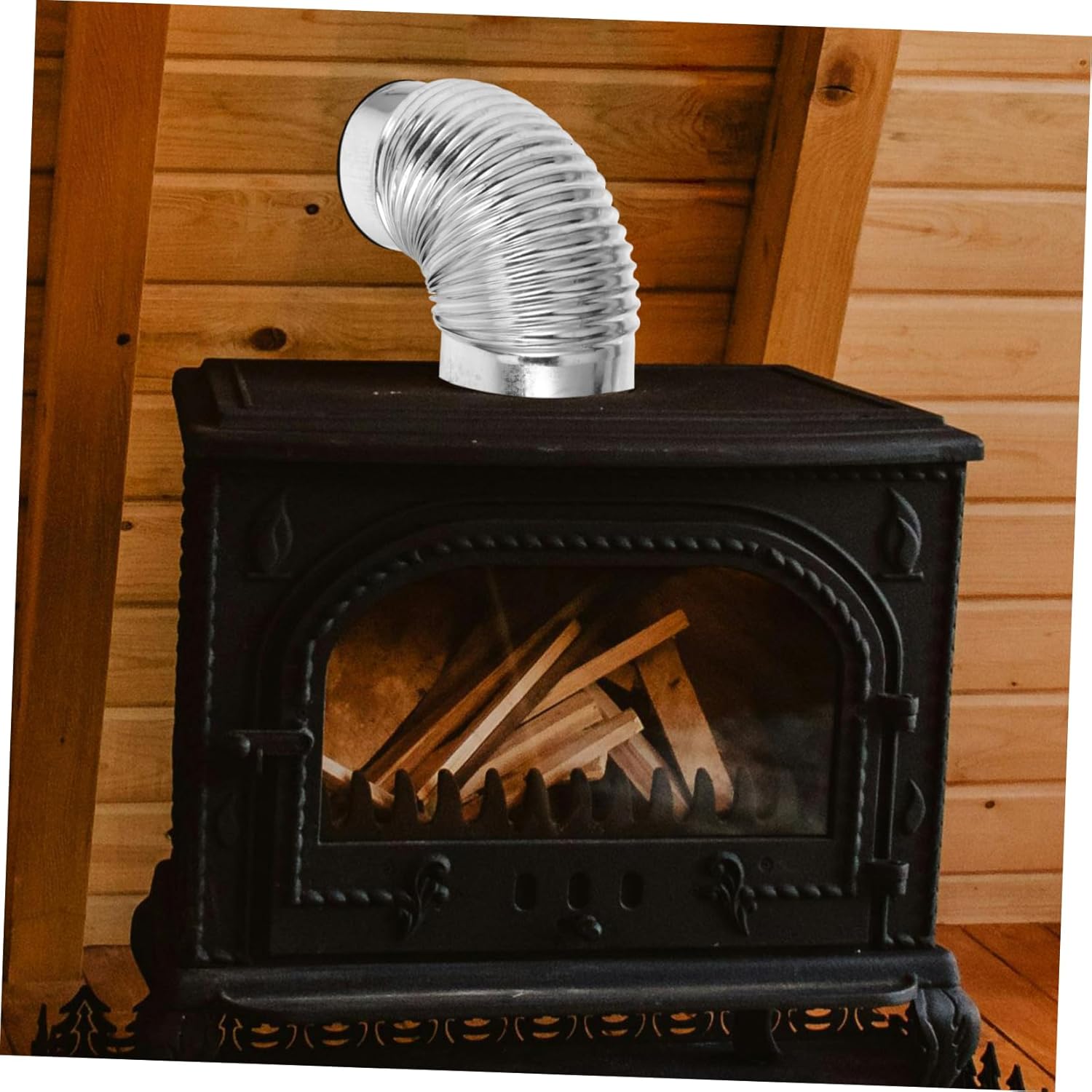 Flue pipe connecting a wood-burning stove to an exhaust system